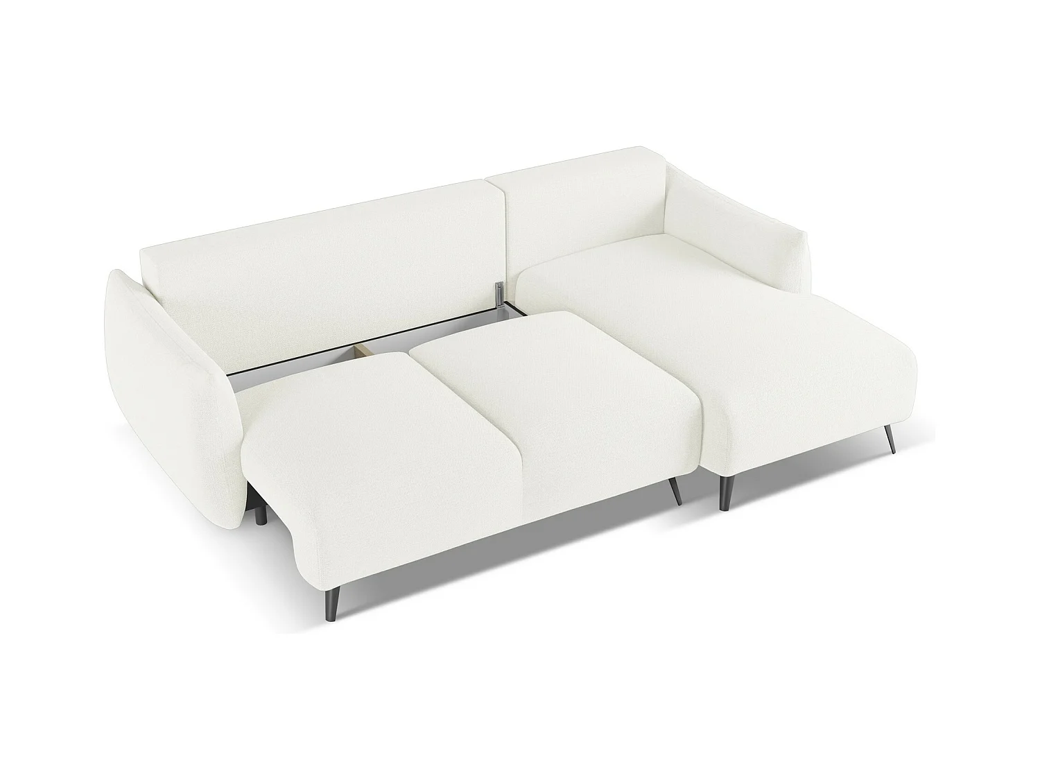 Canapé d'angle droit convertible en tissu chenille - blanc - MALIE