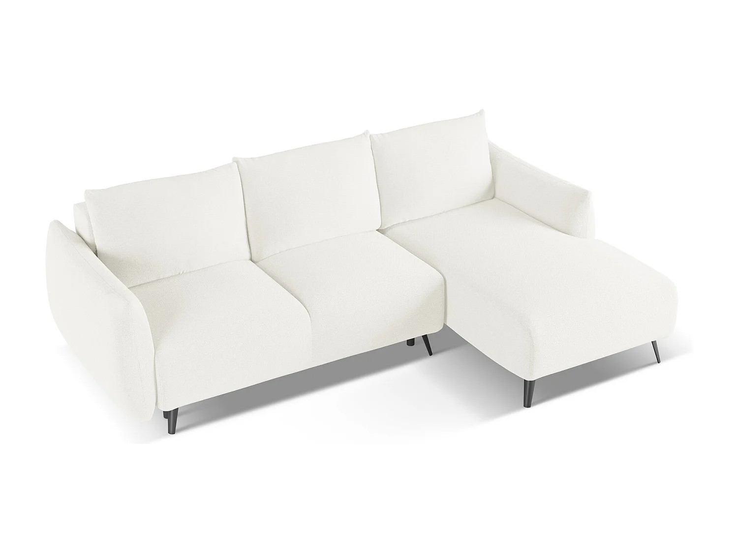 Canapé d'angle droit convertible en tissu chenille - blanc - MALIE