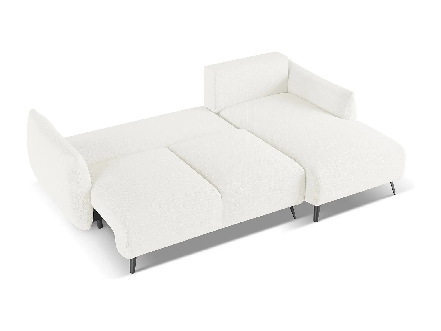 Canapé d'angle droit convertible en tissu chenille - blanc - MALIE