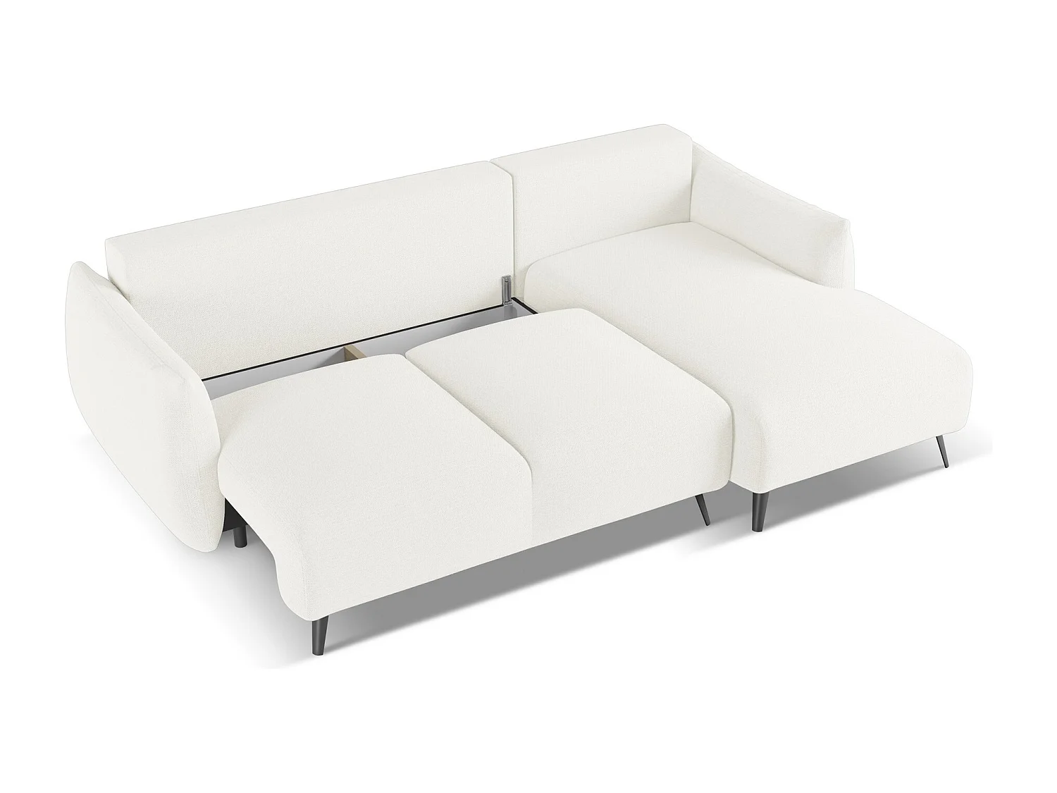 Canapé d'angle droit convertible en tissu chenille - blanc - MALIE