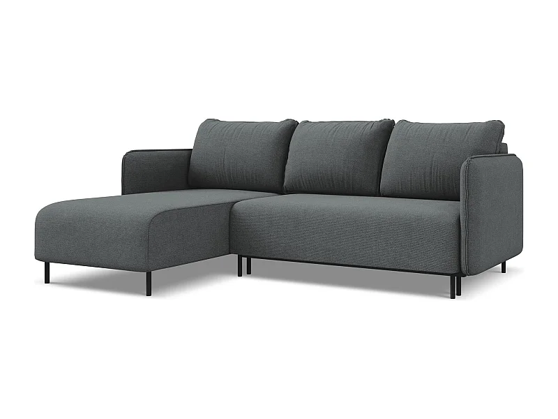 3-Sitzer Ecksofa mit Schlaffunktion - Ecke Links - Strukturstoff - Grau - LUANA