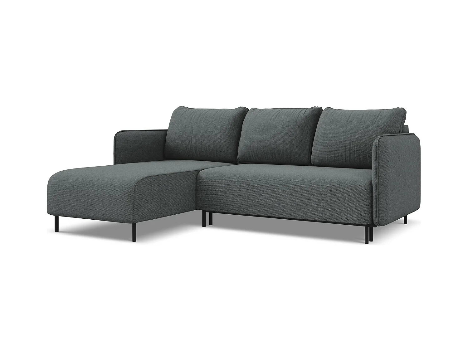 3-Sitzer Ecksofa mit Schlaffunktion - Ecke Links - Strukturstoff - Grau - LUANA