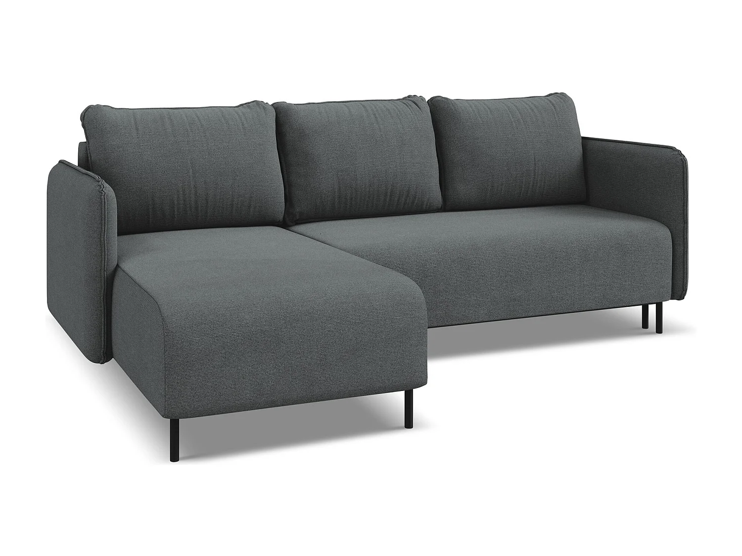 Canapé d'angle gauche convertible en tissu texturé - gris - LUANA