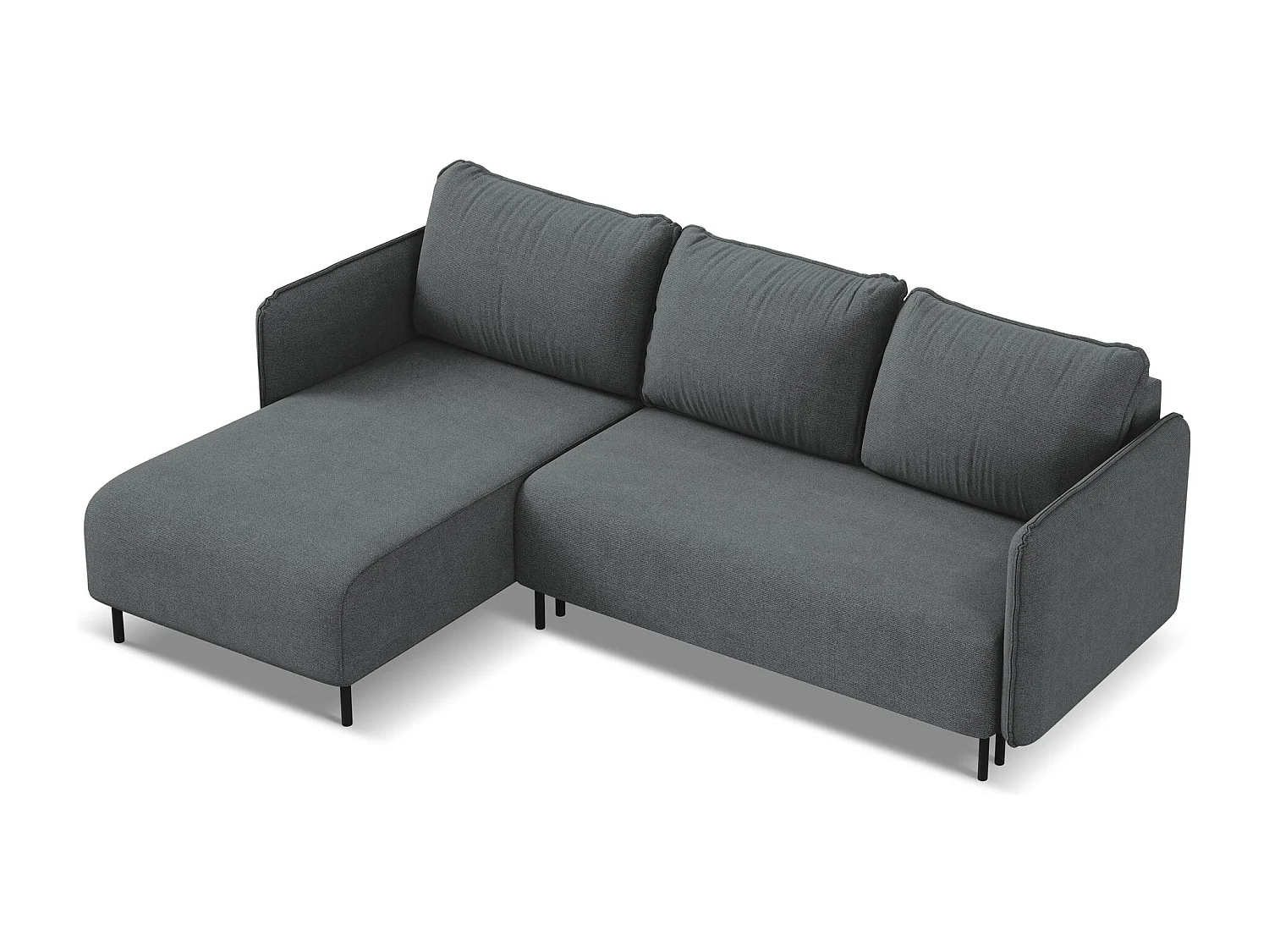 Canapé d'angle gauche convertible en tissu texturé - gris - LUANA