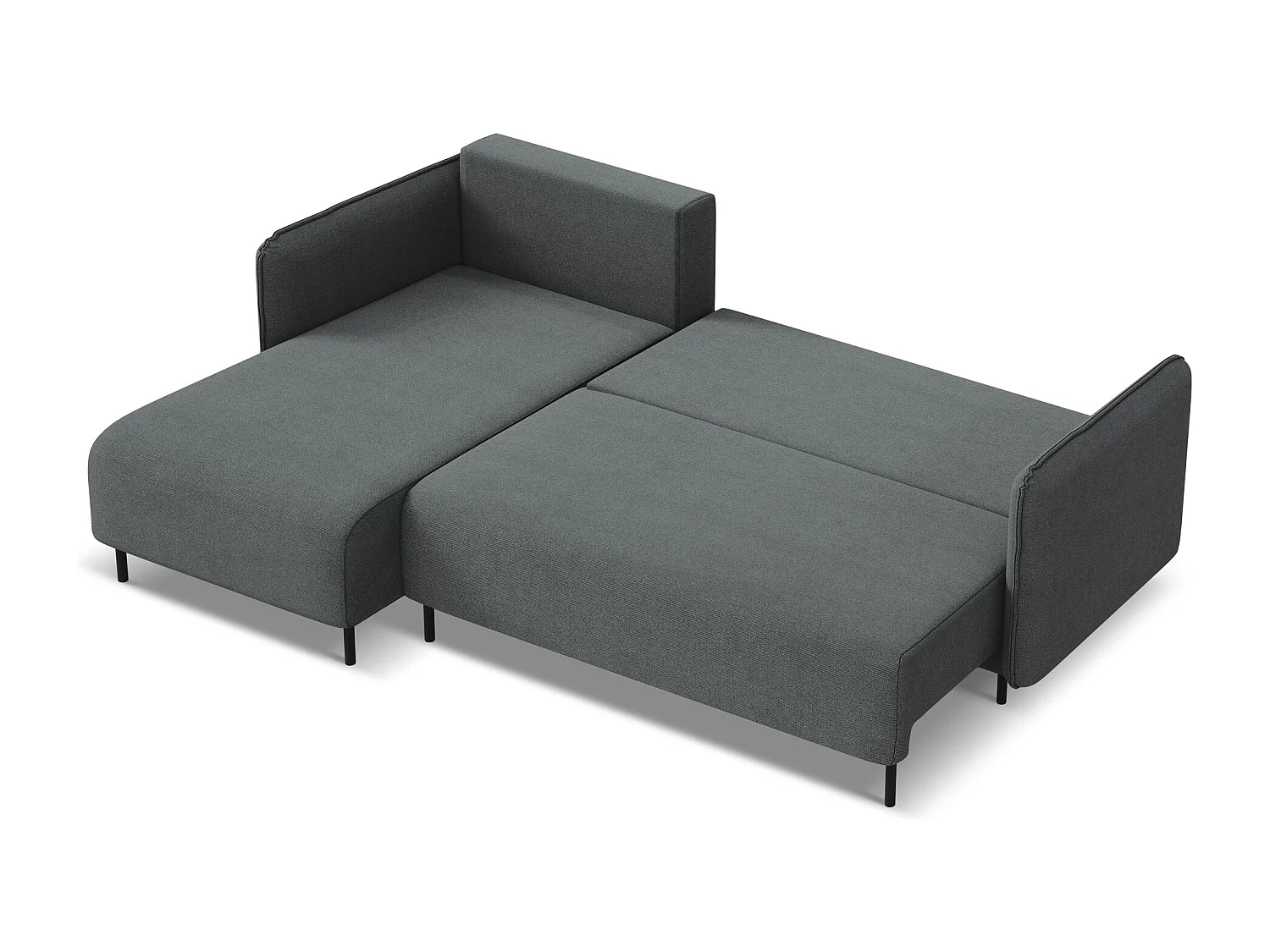 Canapé d'angle gauche convertible en tissu texturé - gris - LUANA