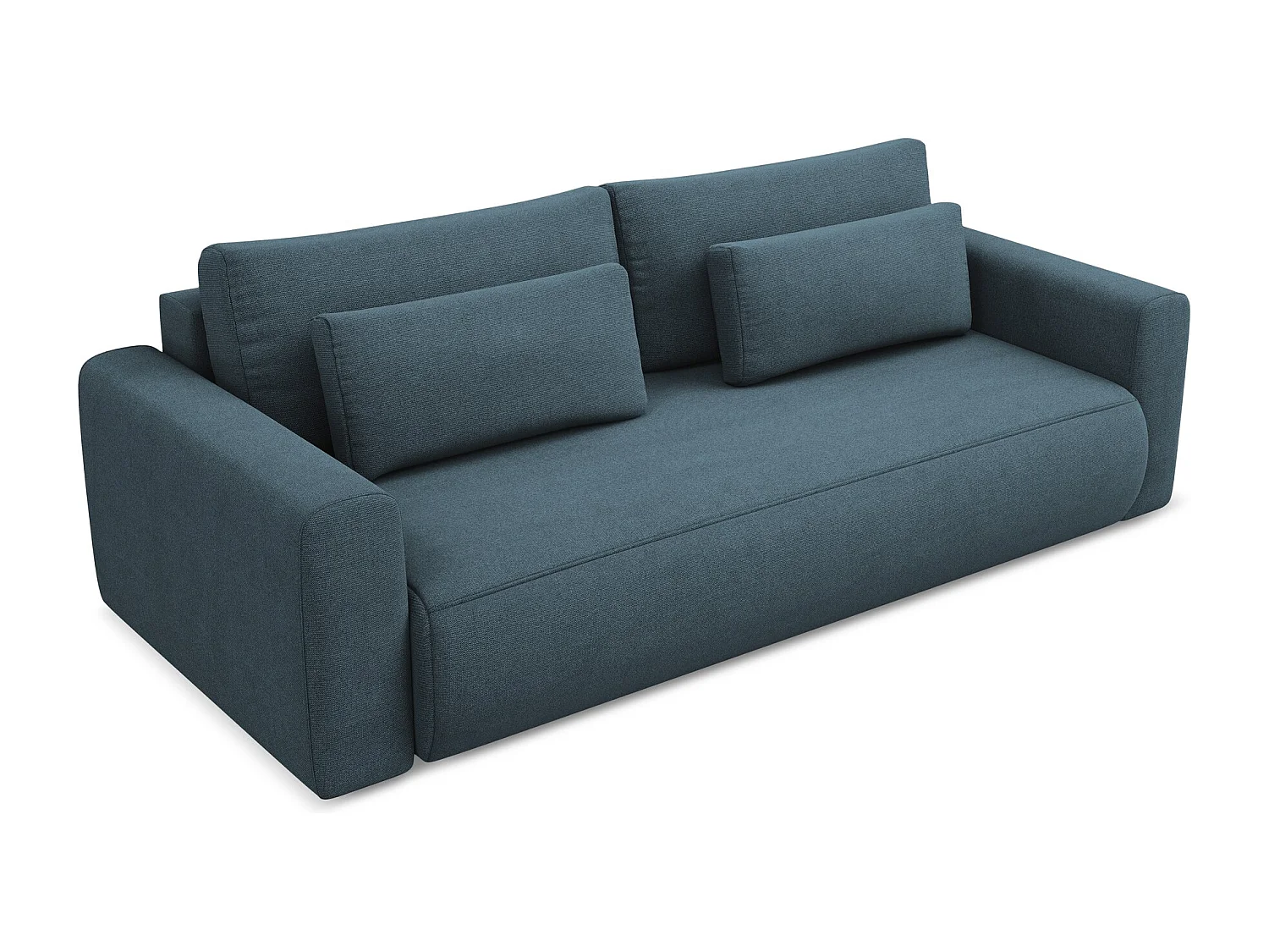 Canapé 3 places convertible en tissu texturé - jeans bleu - KAPUA