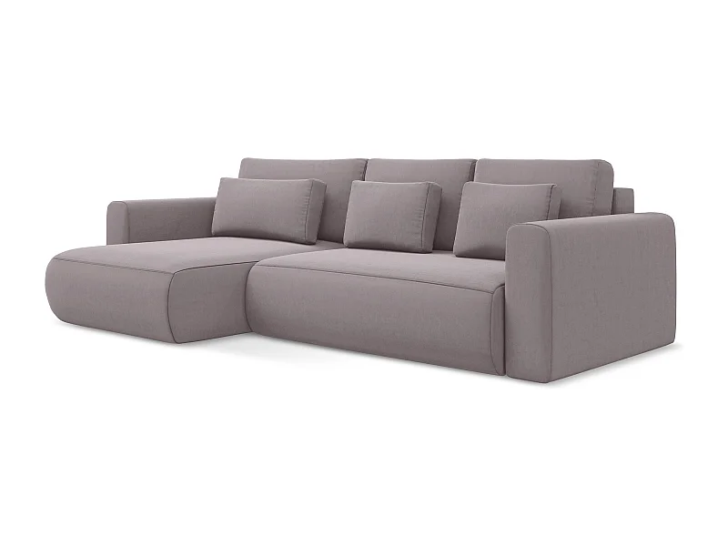 3-Sitzer Ecksofa mit Schlaffunktion - Ecke Links - Samt - Lavendel - KAPUA