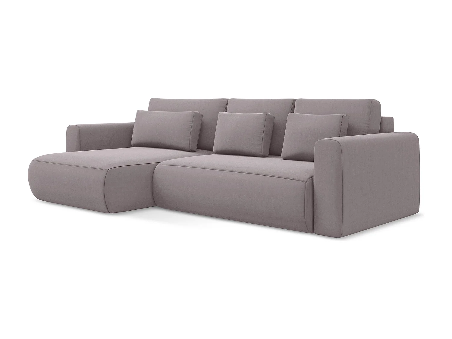 3-Sitzer Ecksofa mit Schlaffunktion - Ecke Links - Samt - Lavendel - KAPUA