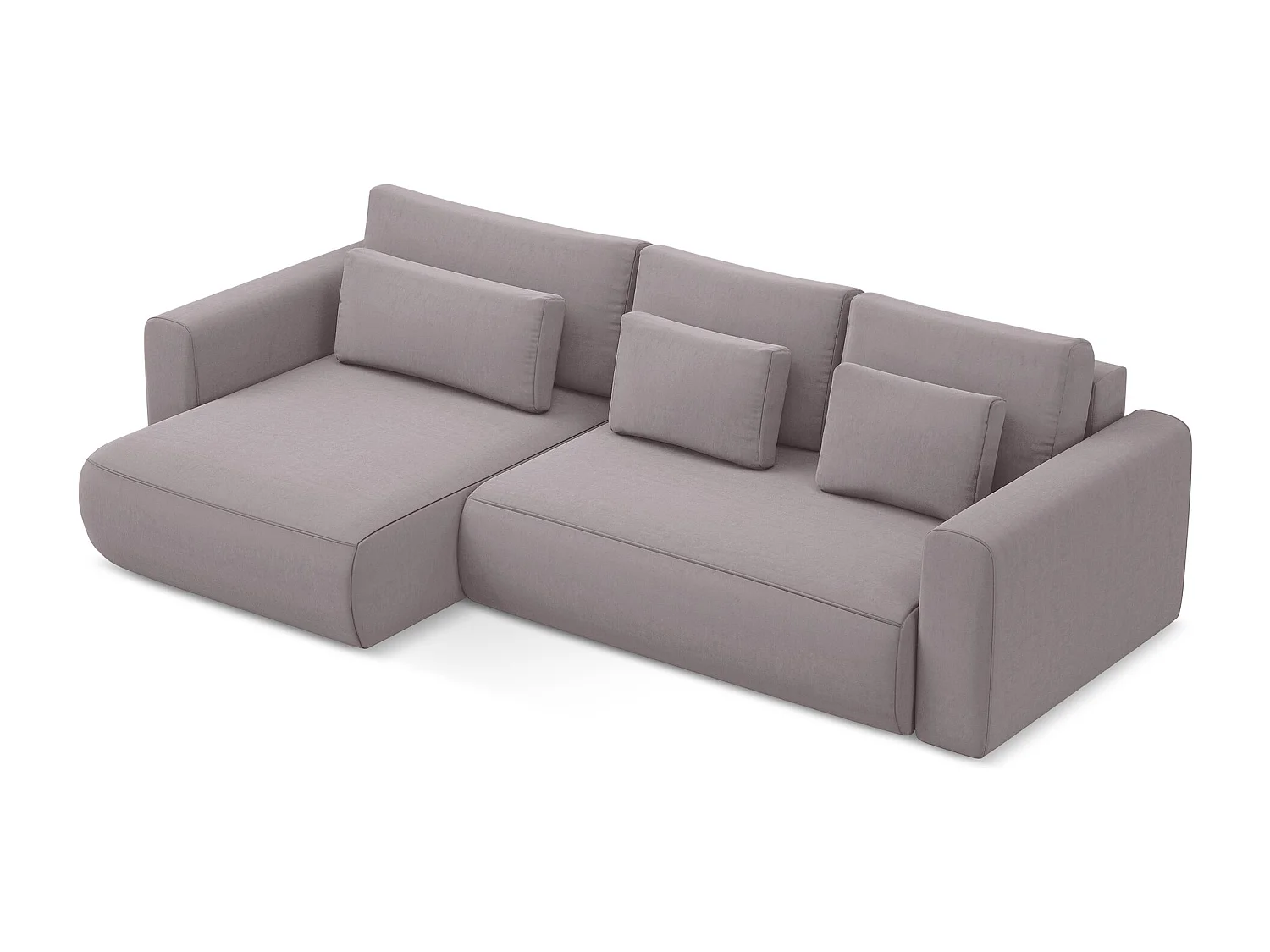 3-Sitzer Ecksofa mit Schlaffunktion - Ecke Links - Samt - Lavendel - KAPUA