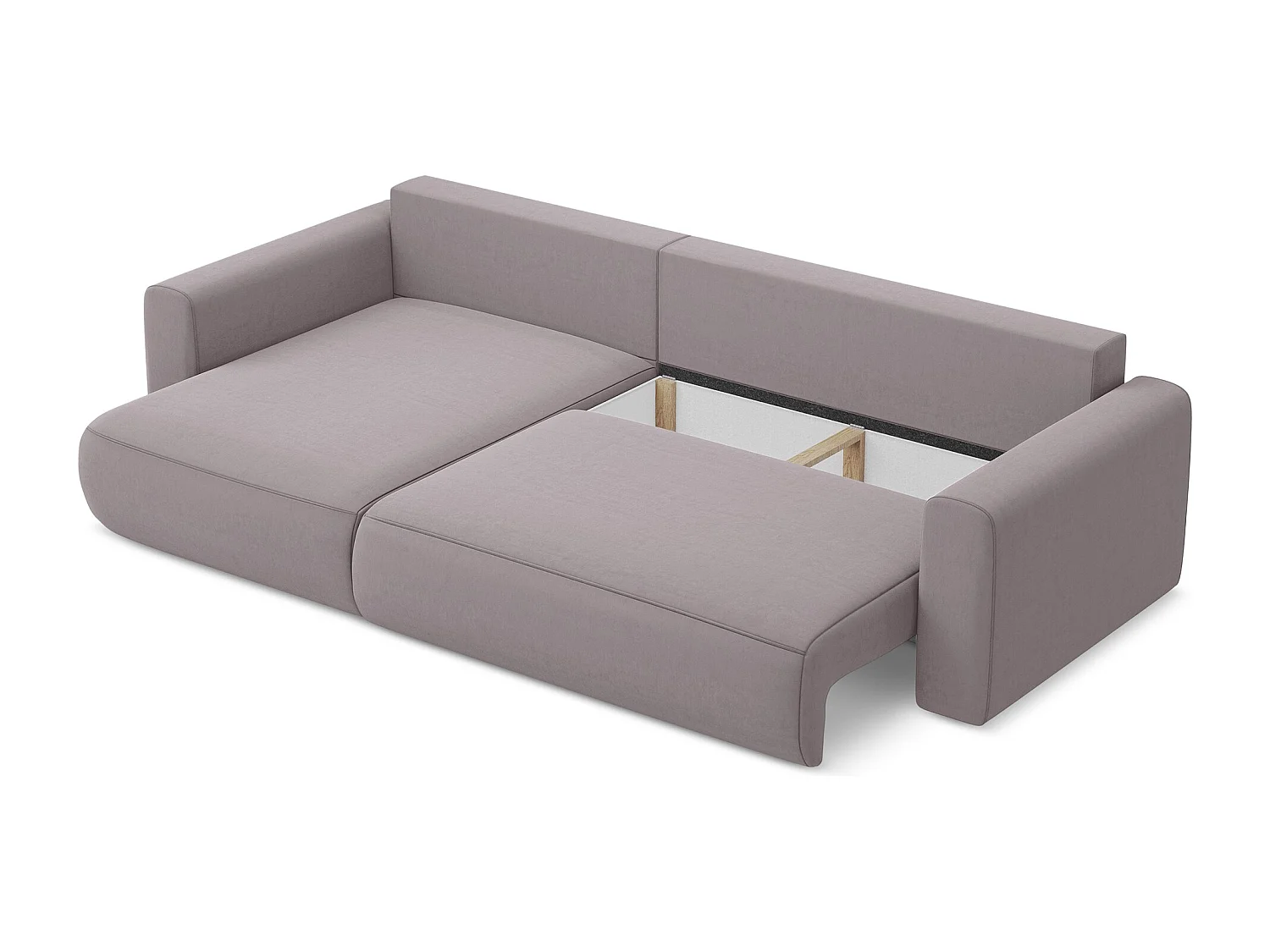 3-Sitzer Ecksofa mit Schlaffunktion - Ecke Links - Samt - Lavendel - KAPUA
