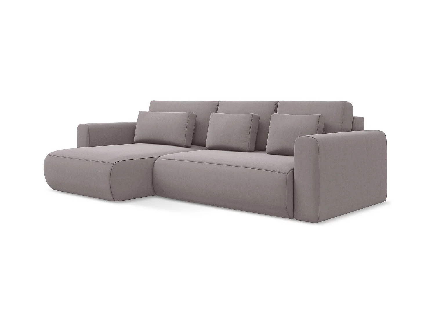 3-Sitzer Ecksofa mit Schlaffunktion - Ecke Links - Samt - Lavendel - KAPUA