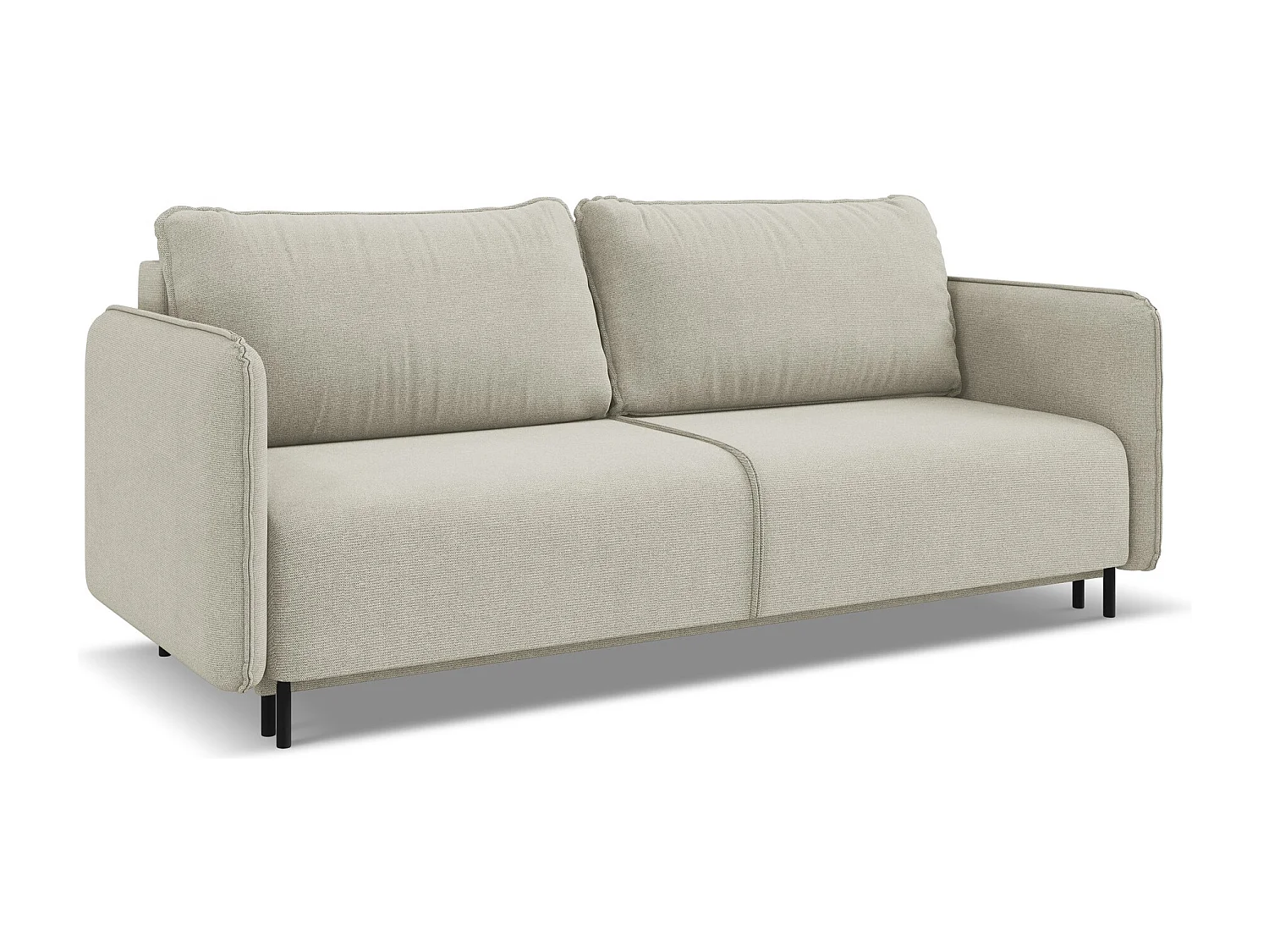 3-Sitzer Sofa mit Schlaffunktion - - Strukturstoff - Hell beige - LUANA