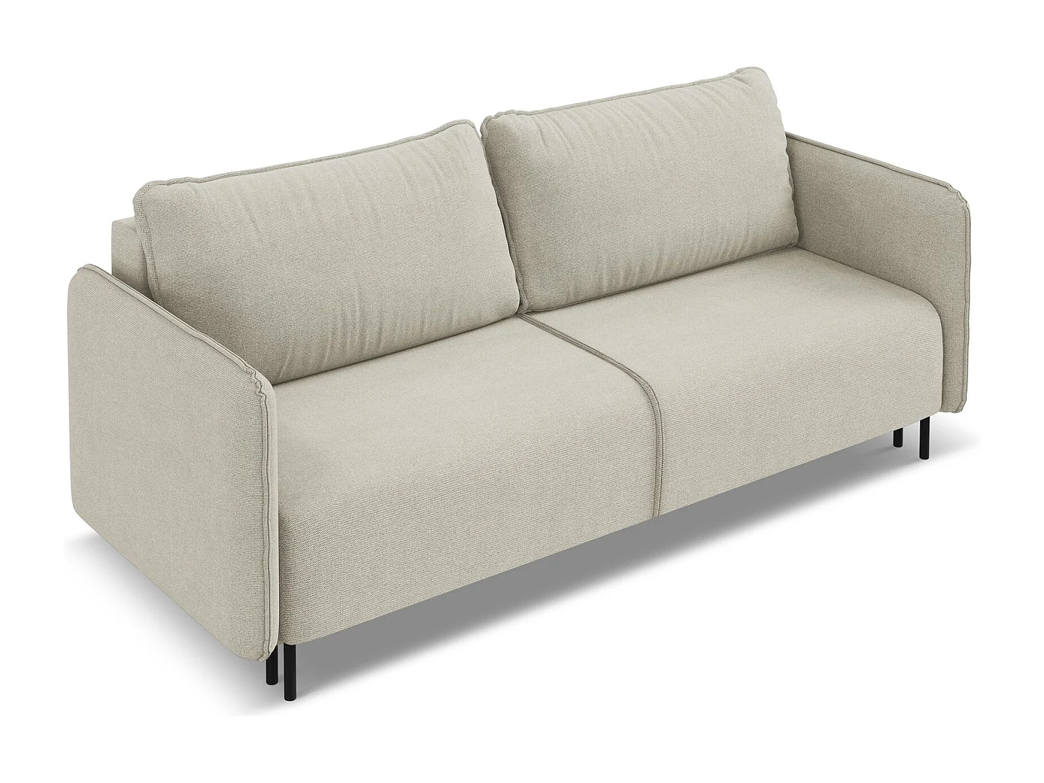 3-Sitzer Sofa mit Schlaffunktion - - Strukturstoff - Hell beige - LUANA