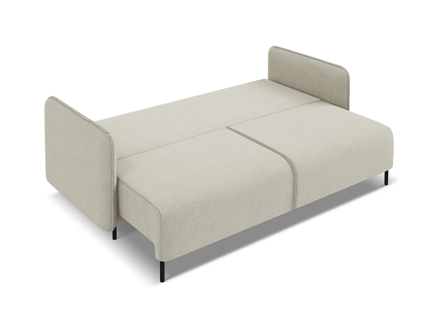 3-Sitzer Sofa mit Schlaffunktion - - Strukturstoff - Hell beige - LUANA