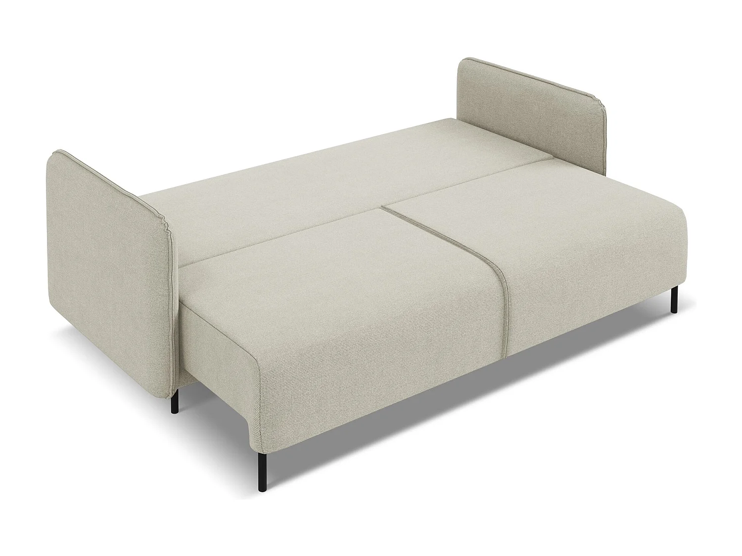 3-Sitzer Sofa mit Schlaffunktion - - Strukturstoff - Hell beige - LUANA
