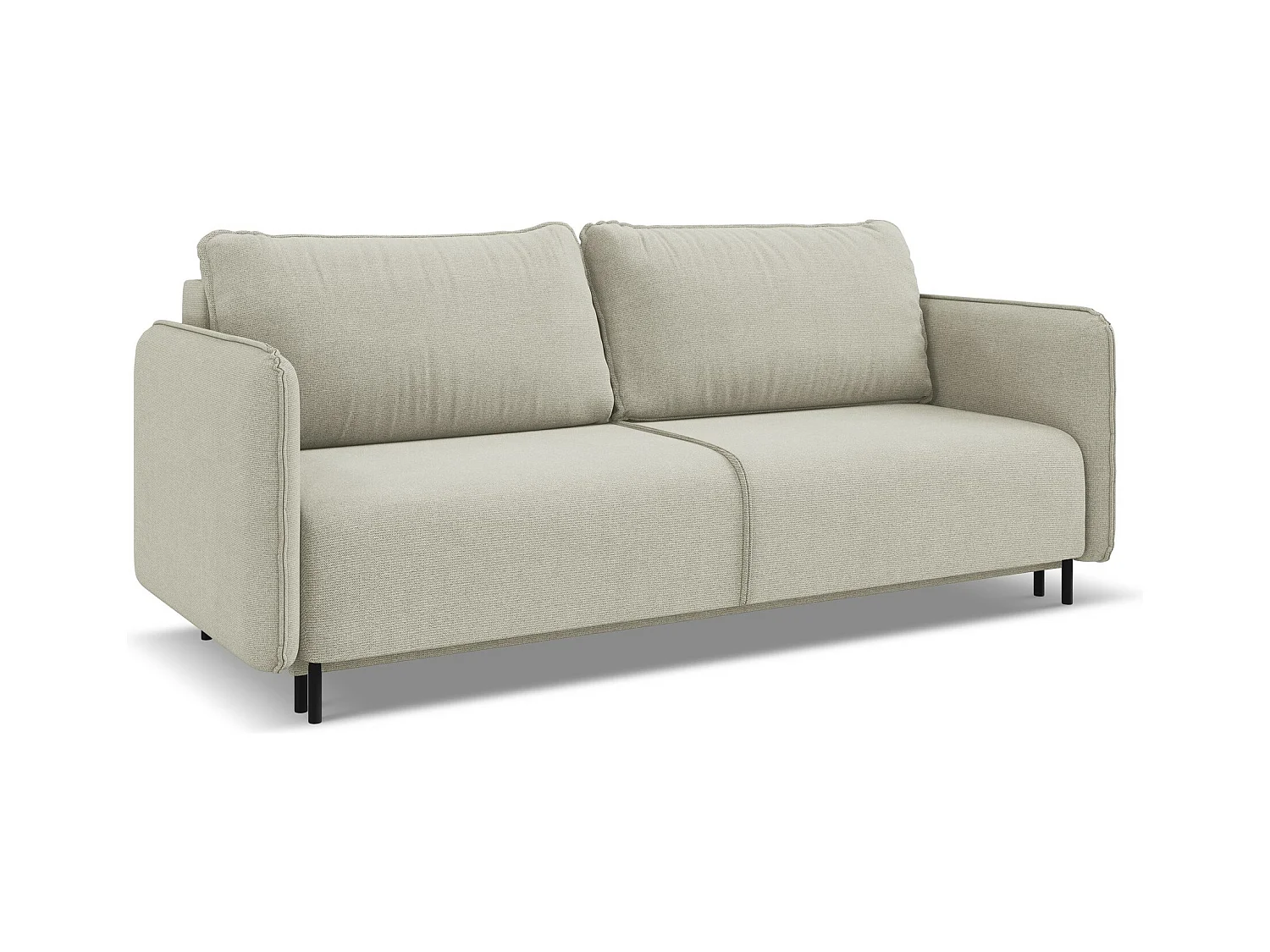 3-Sitzer Sofa mit Schlaffunktion - - Strukturstoff - Hell beige - LUANA