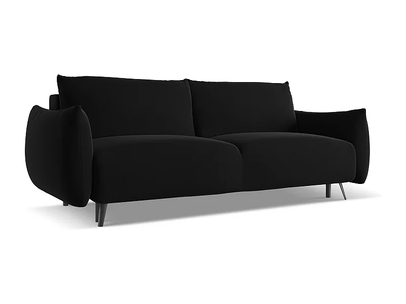 3-Sitzer Sofa mit Schlaffunktion - - Samt - Schwarz - MALIE