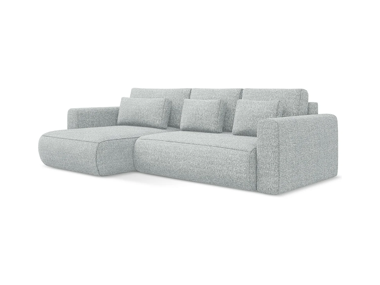 Canapé d’angle 3 places gauche convertible en tissu texturé - argent - KAPUA