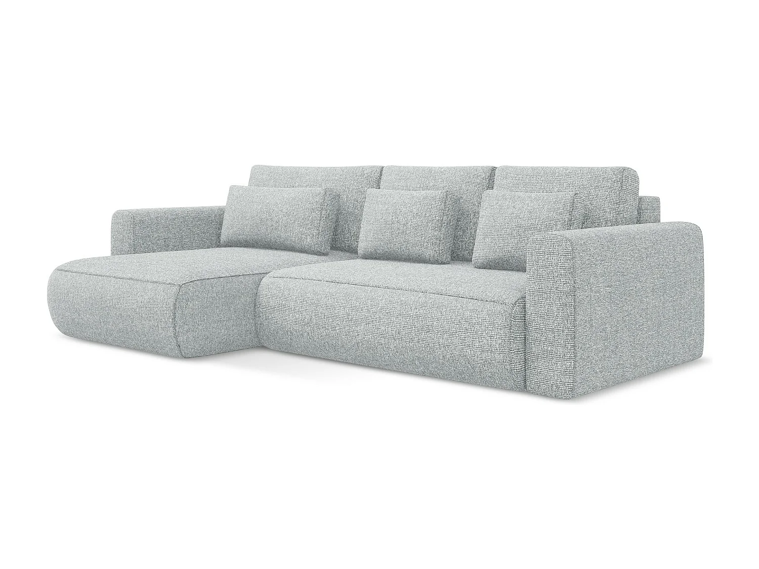 Sofá de canto esquerdo convertível 3 lugares em tecido texturizado prata - KAPUA