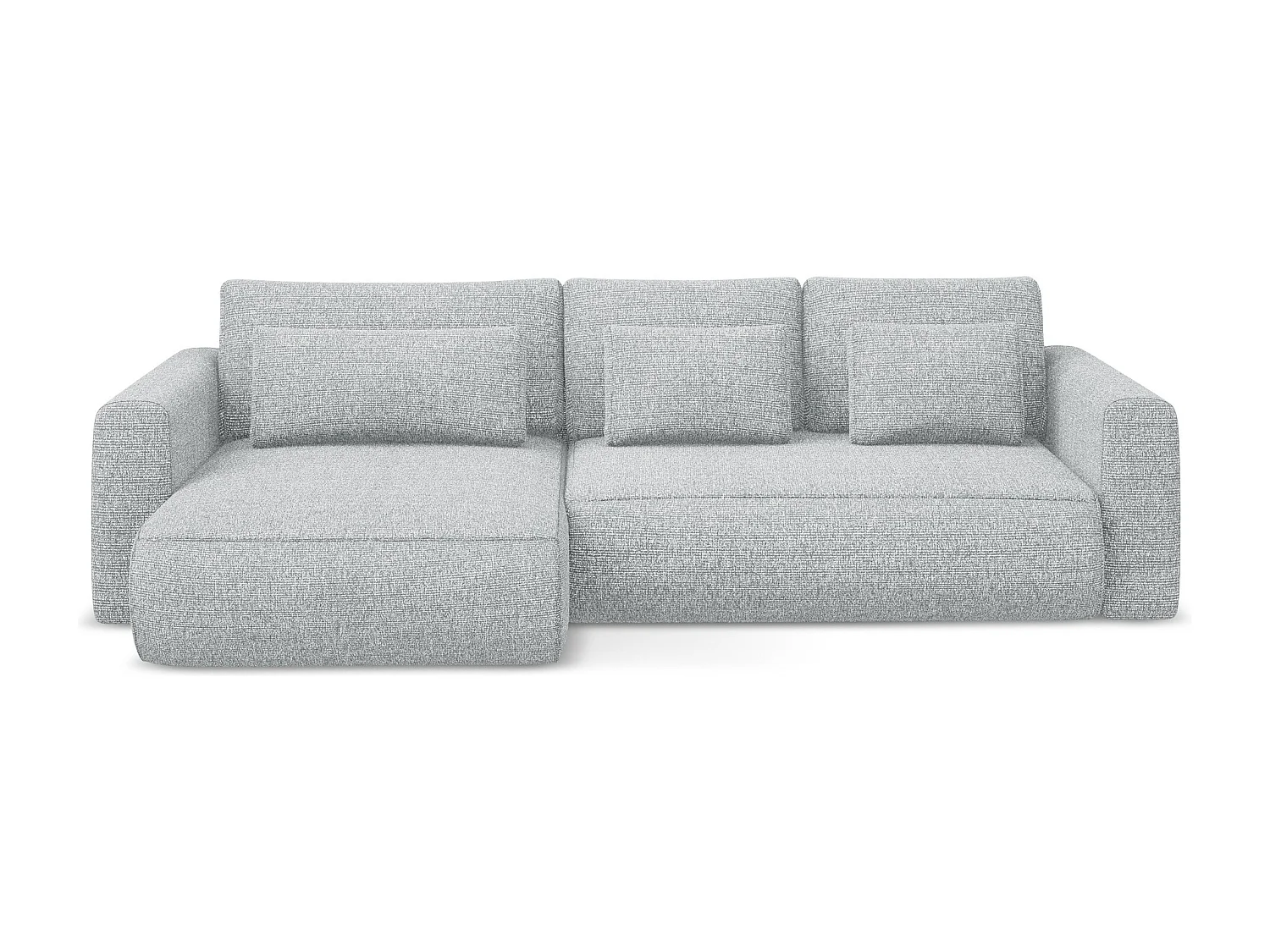 Sofá de canto esquerdo convertível 3 lugares em tecido texturizado prata - KAPUA