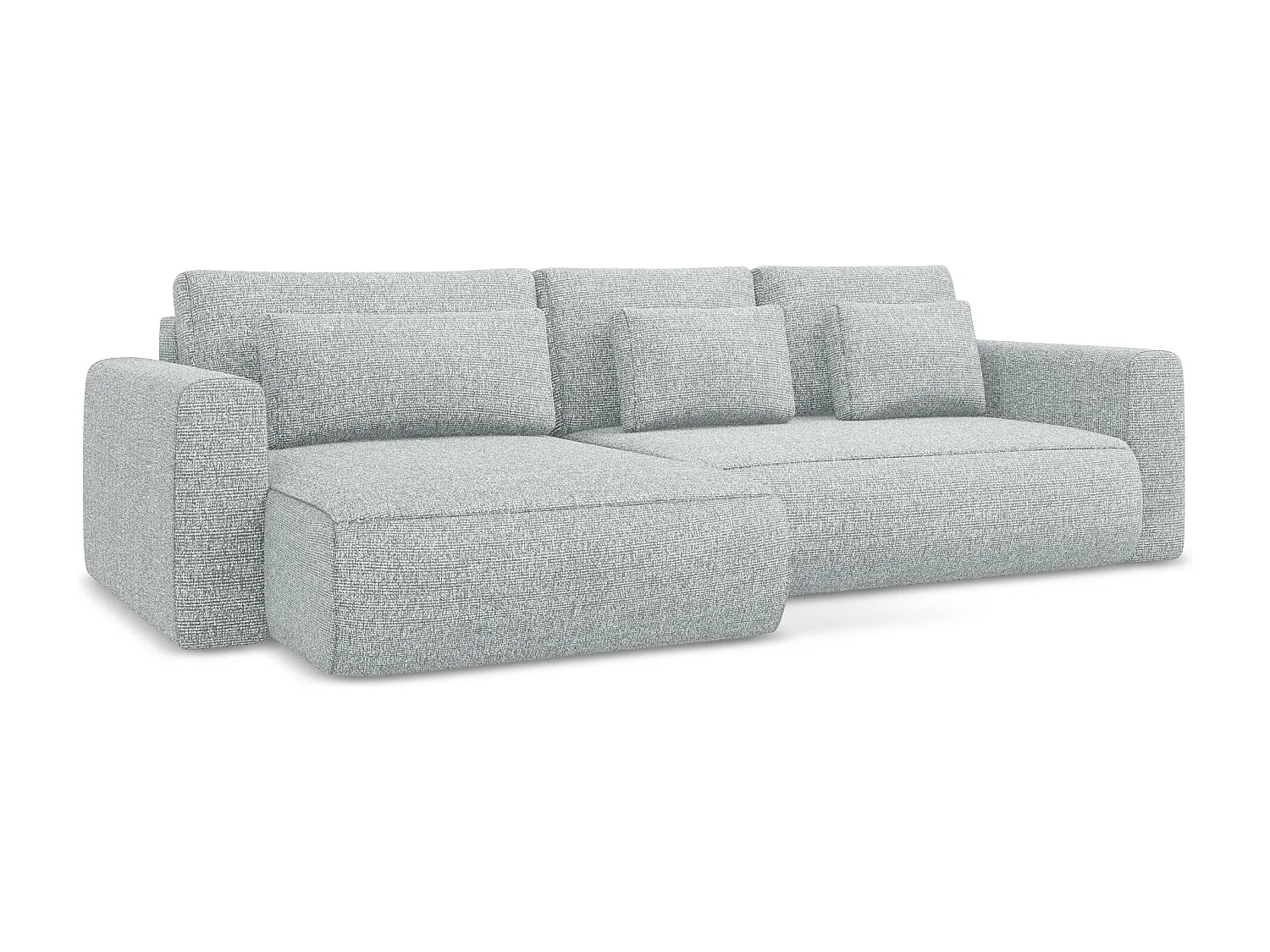 Sofá de canto esquerdo convertível 3 lugares em tecido texturizado prata - KAPUA