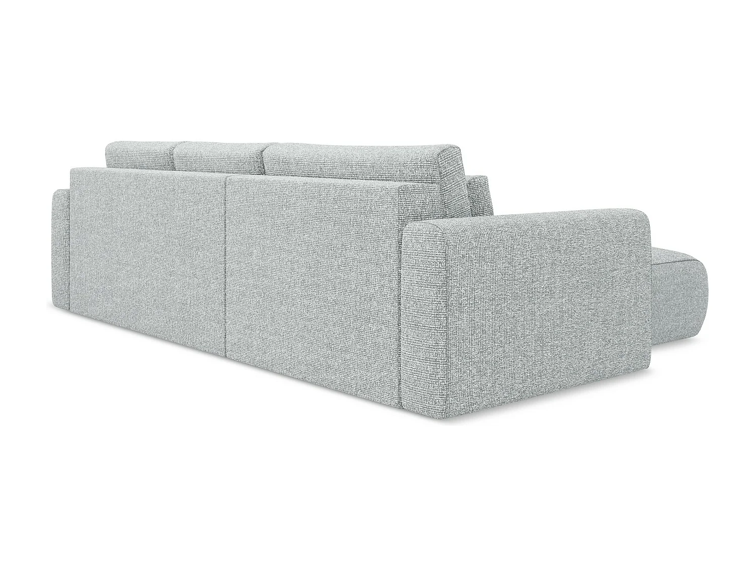 Sofá de canto esquerdo convertível 3 lugares em tecido texturizado prata - KAPUA