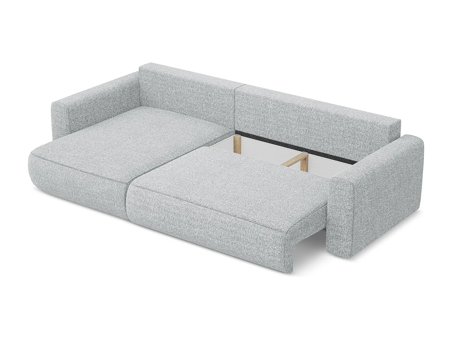 Sofá de canto esquerdo convertível 3 lugares em tecido texturizado prata - KAPUA