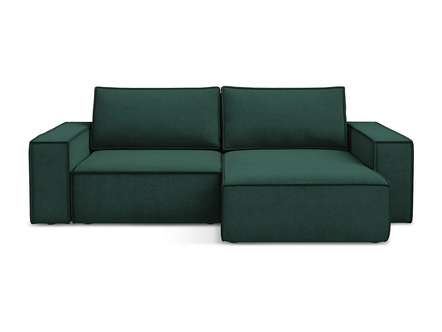 2-Sitzer Ecksofa mit Schlaffunktion - Ecke Rechts - Strukturstoff - Flaschengrün - KIMO