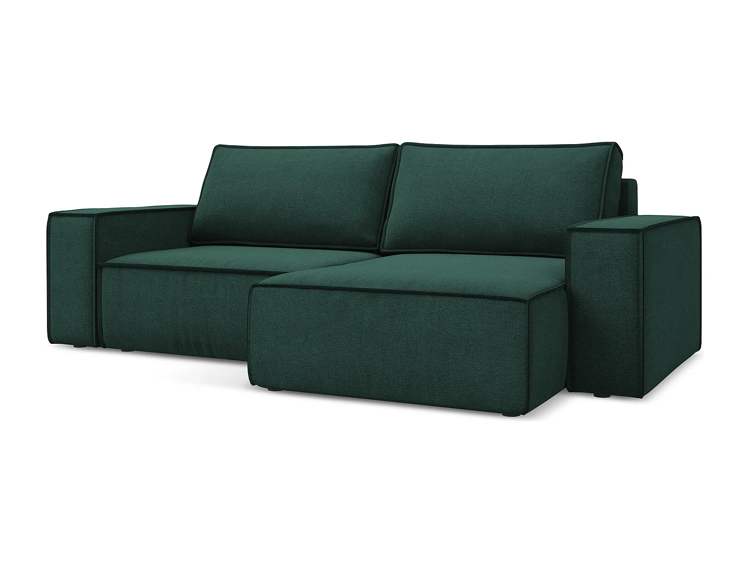 2-Sitzer Ecksofa mit Schlaffunktion - Ecke Rechts - Strukturstoff - Flaschengrün - KIMO