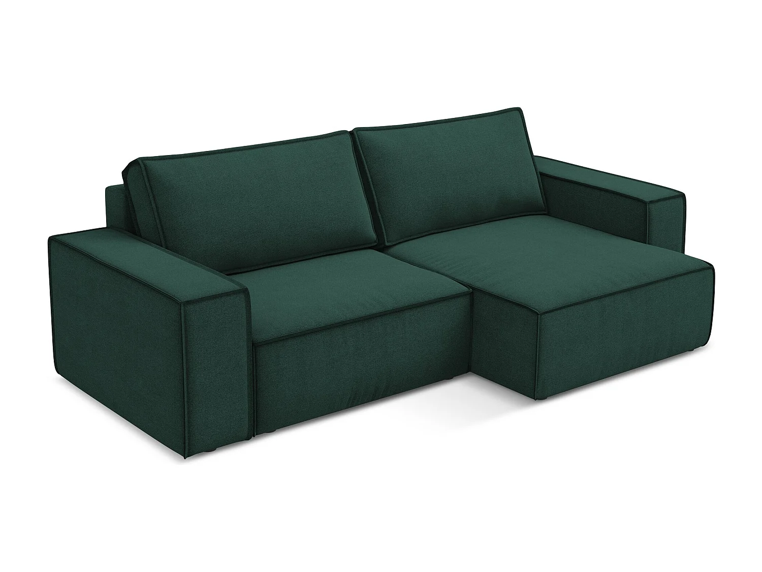 2-Sitzer Ecksofa mit Schlaffunktion - Ecke Rechts - Strukturstoff - Flaschengrün - KIMO