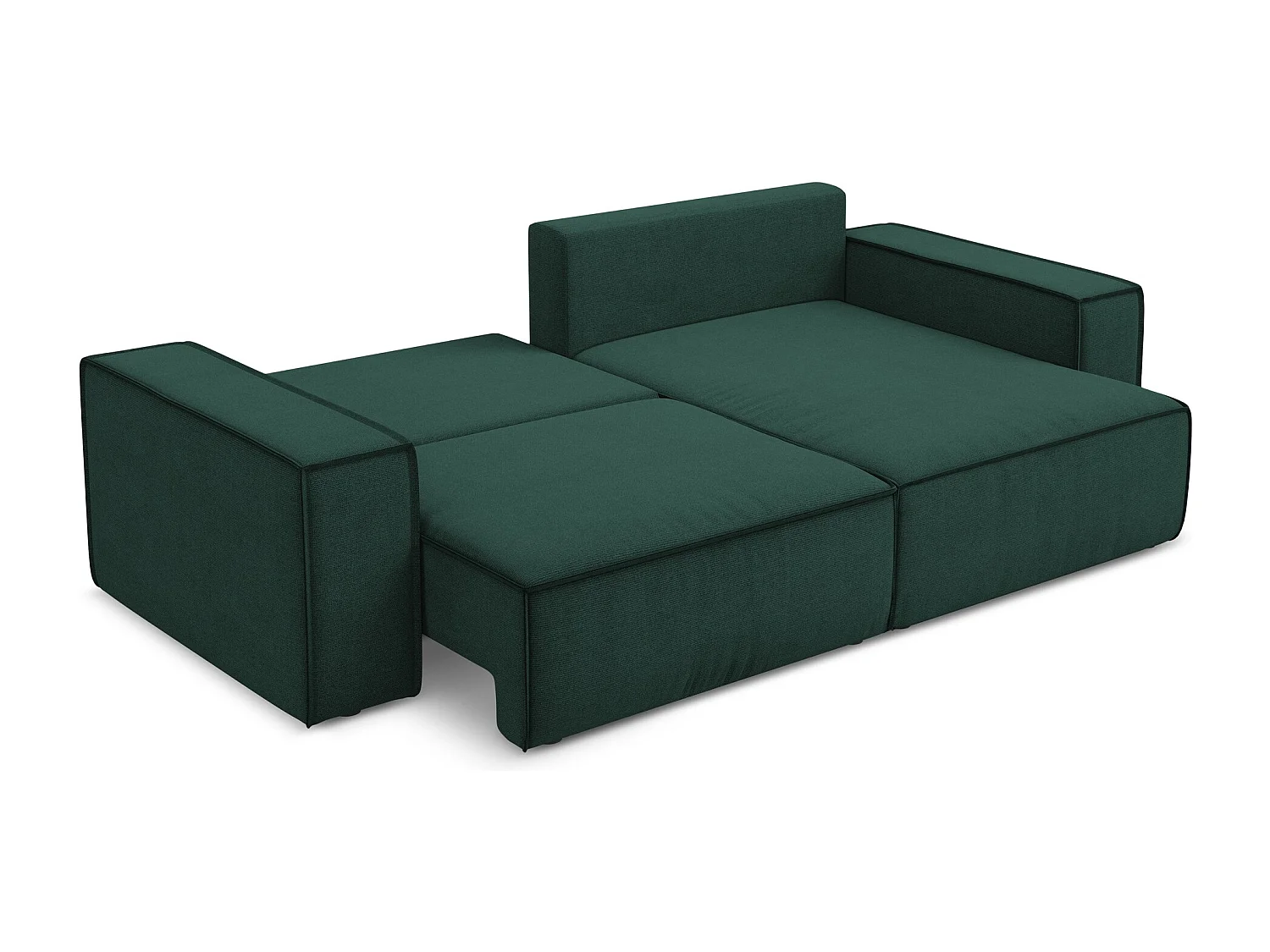 2-Sitzer Ecksofa mit Schlaffunktion - Ecke Rechts - Strukturstoff - Flaschengrün - KIMO