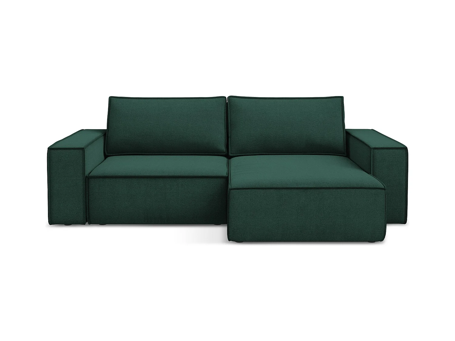 Hoekslaapbank rechts van flessengroen textuurstof - KIMO