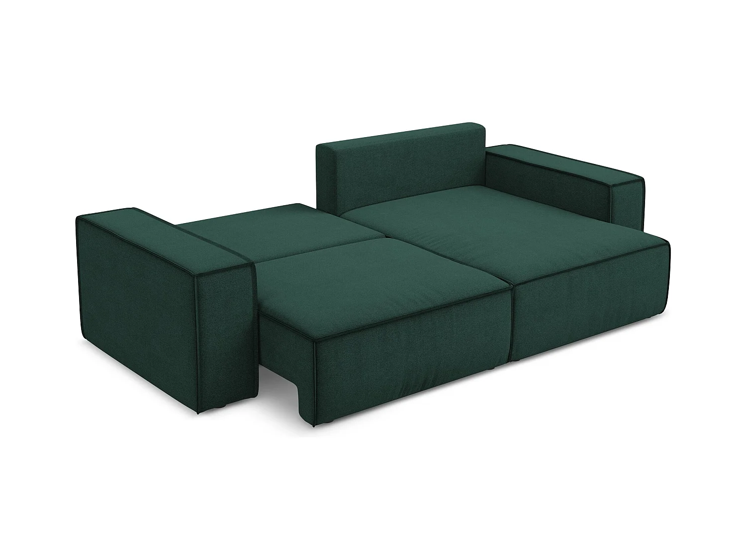 Hoekslaapbank rechts van flessengroen textuurstof - KIMO