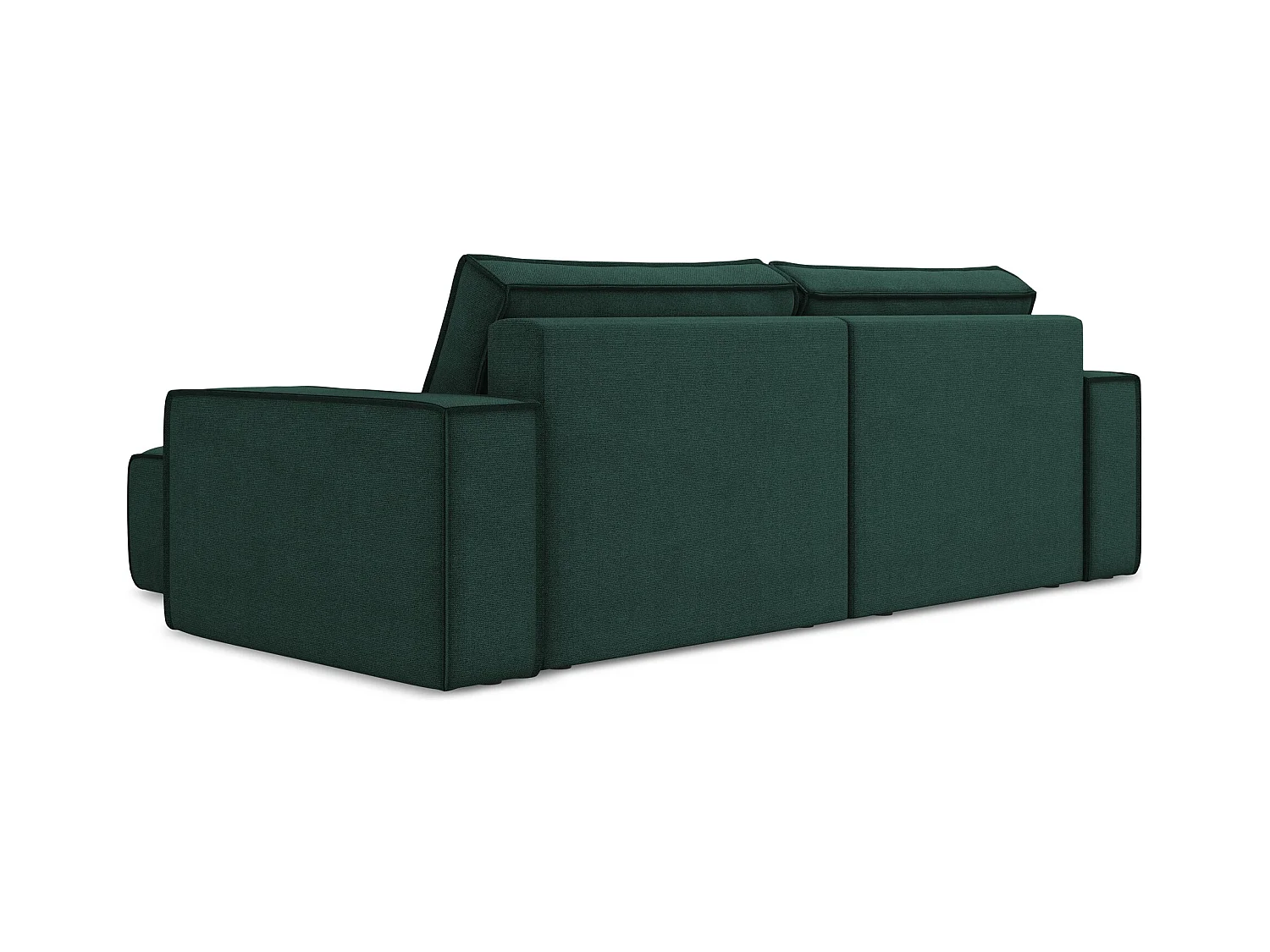 Hoekslaapbank rechts van flessengroen textuurstof - KIMO