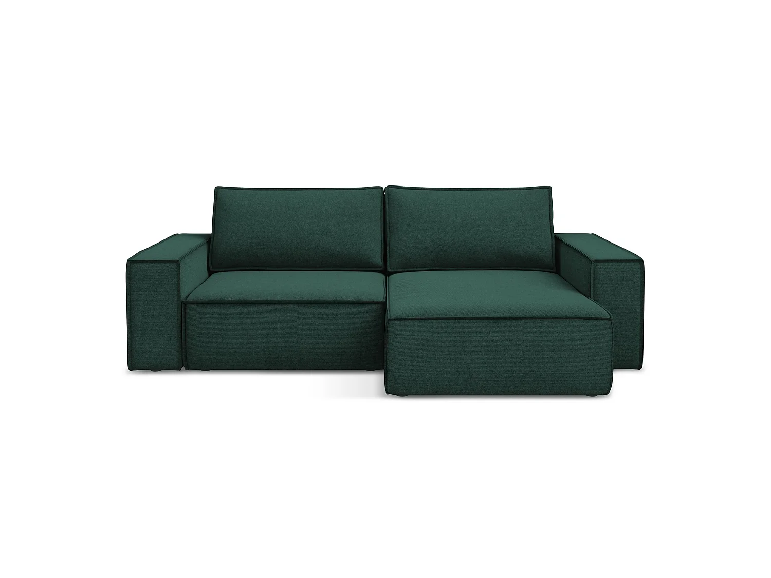 2-Sitzer Ecksofa mit Schlaffunktion - Ecke Rechts - Strukturstoff - Flaschengrün - LIVORNO