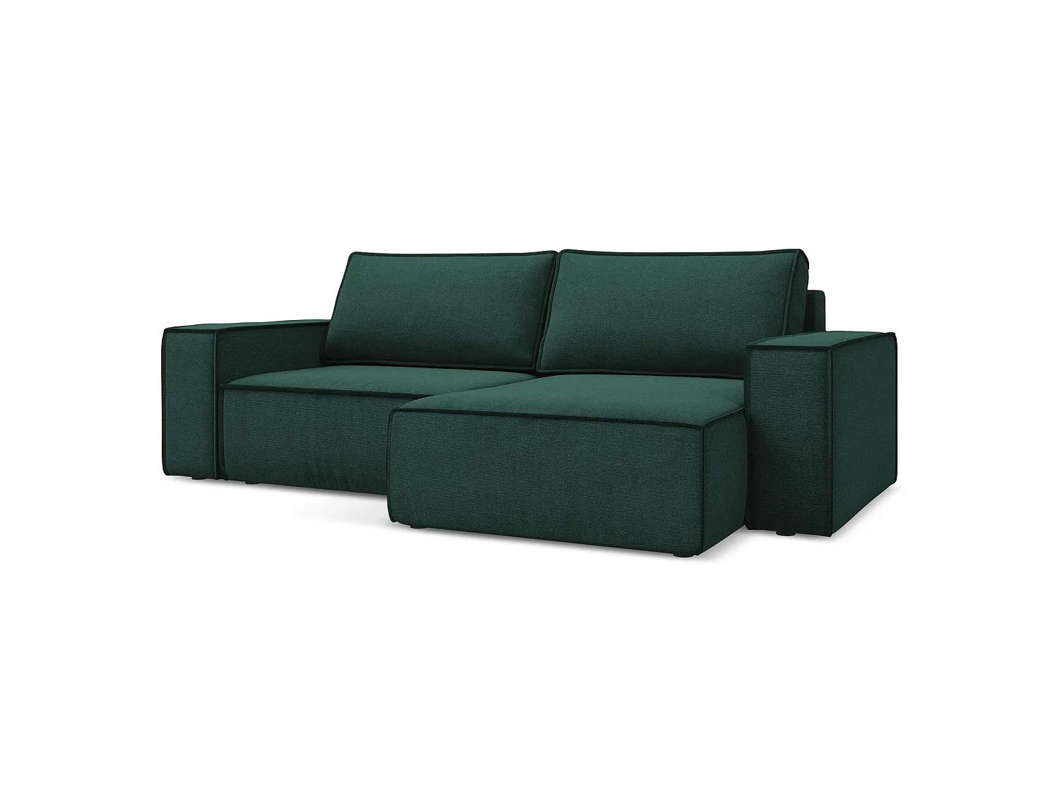 2-Sitzer Ecksofa mit Schlaffunktion - Ecke Rechts - Strukturstoff - Flaschengrün - LIVORNO