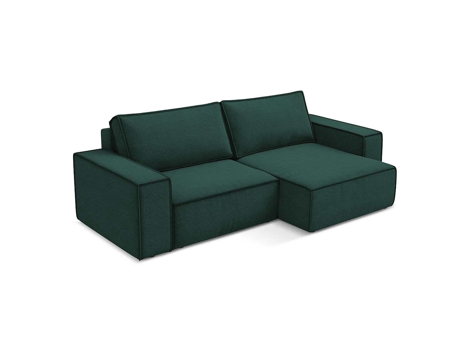 2-Sitzer Ecksofa mit Schlaffunktion - Ecke Rechts - Strukturstoff - Flaschengrün - LIVORNO