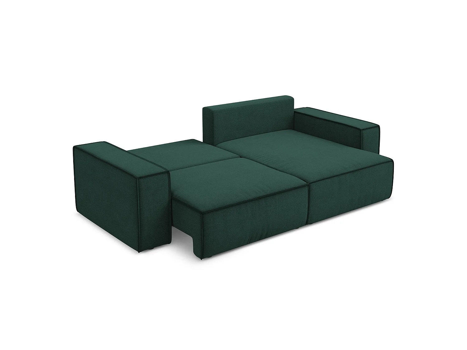 2-Sitzer Ecksofa mit Schlaffunktion - Ecke Rechts - Strukturstoff - Flaschengrün - LIVORNO