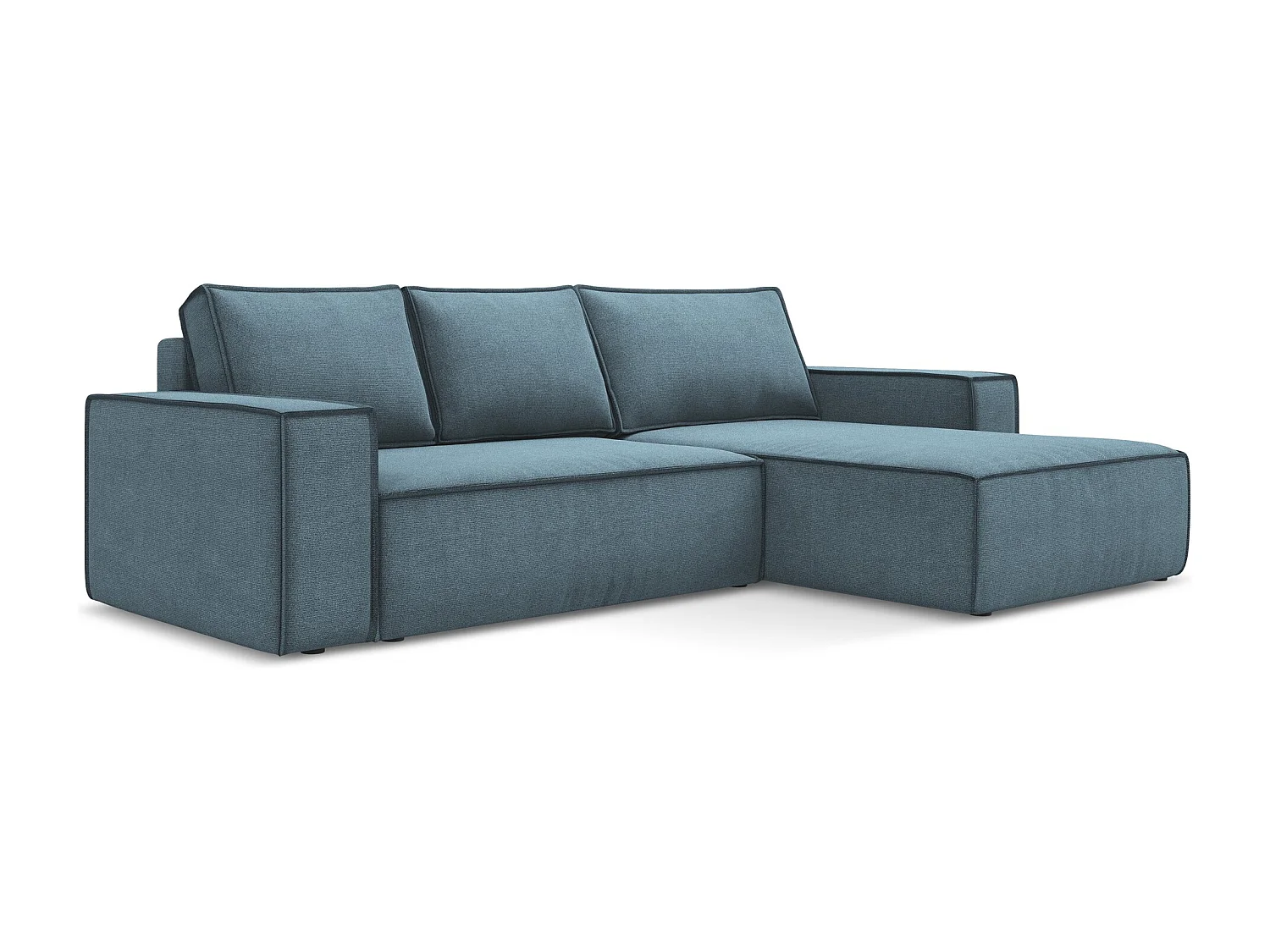 Ecksofa mit Schlaffunktion - Ecke Rechts - Strukturstoff - Hellblau - KIMO