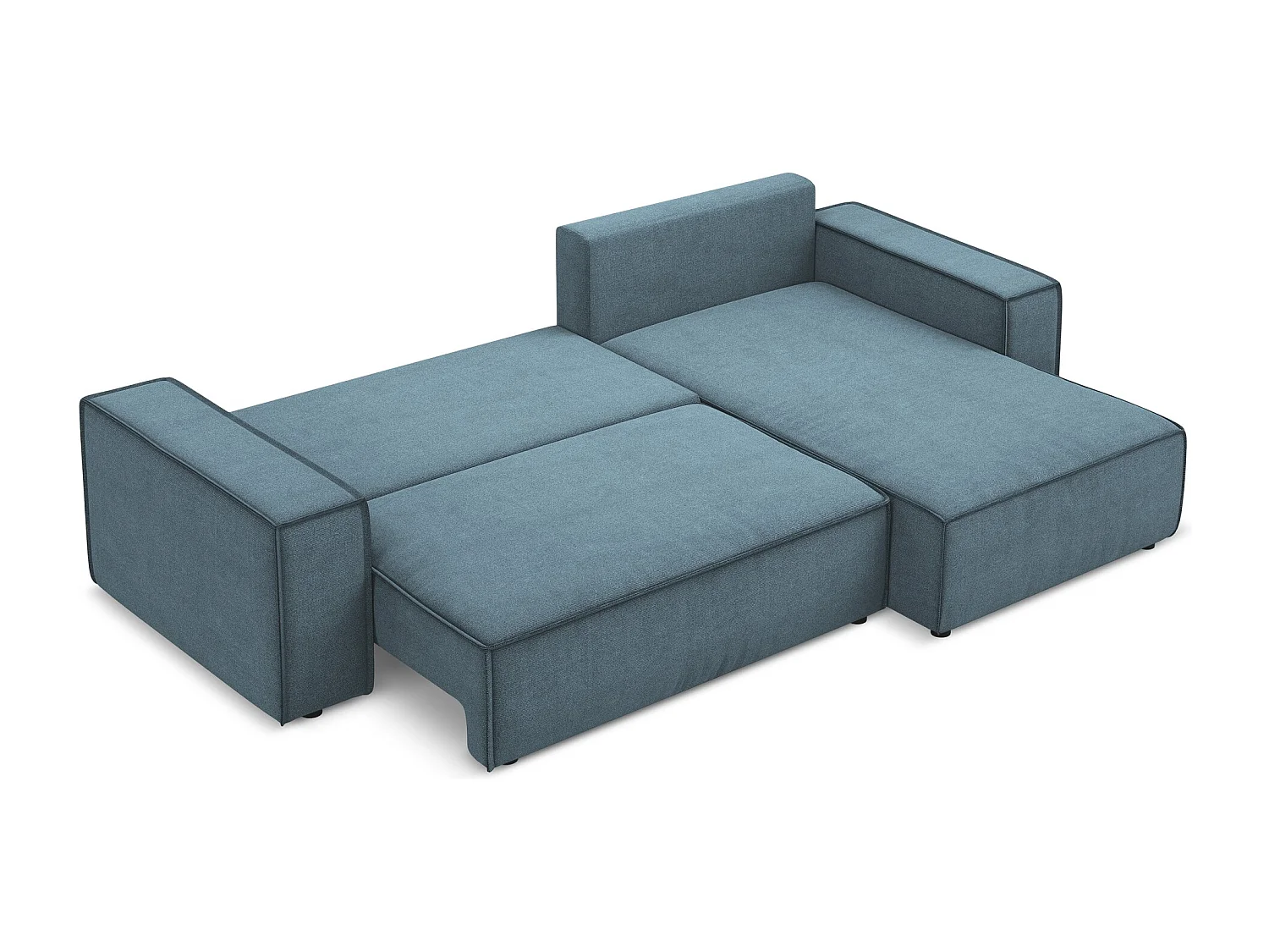 Ecksofa mit Schlaffunktion - Ecke Rechts - Strukturstoff - Hellblau - KIMO