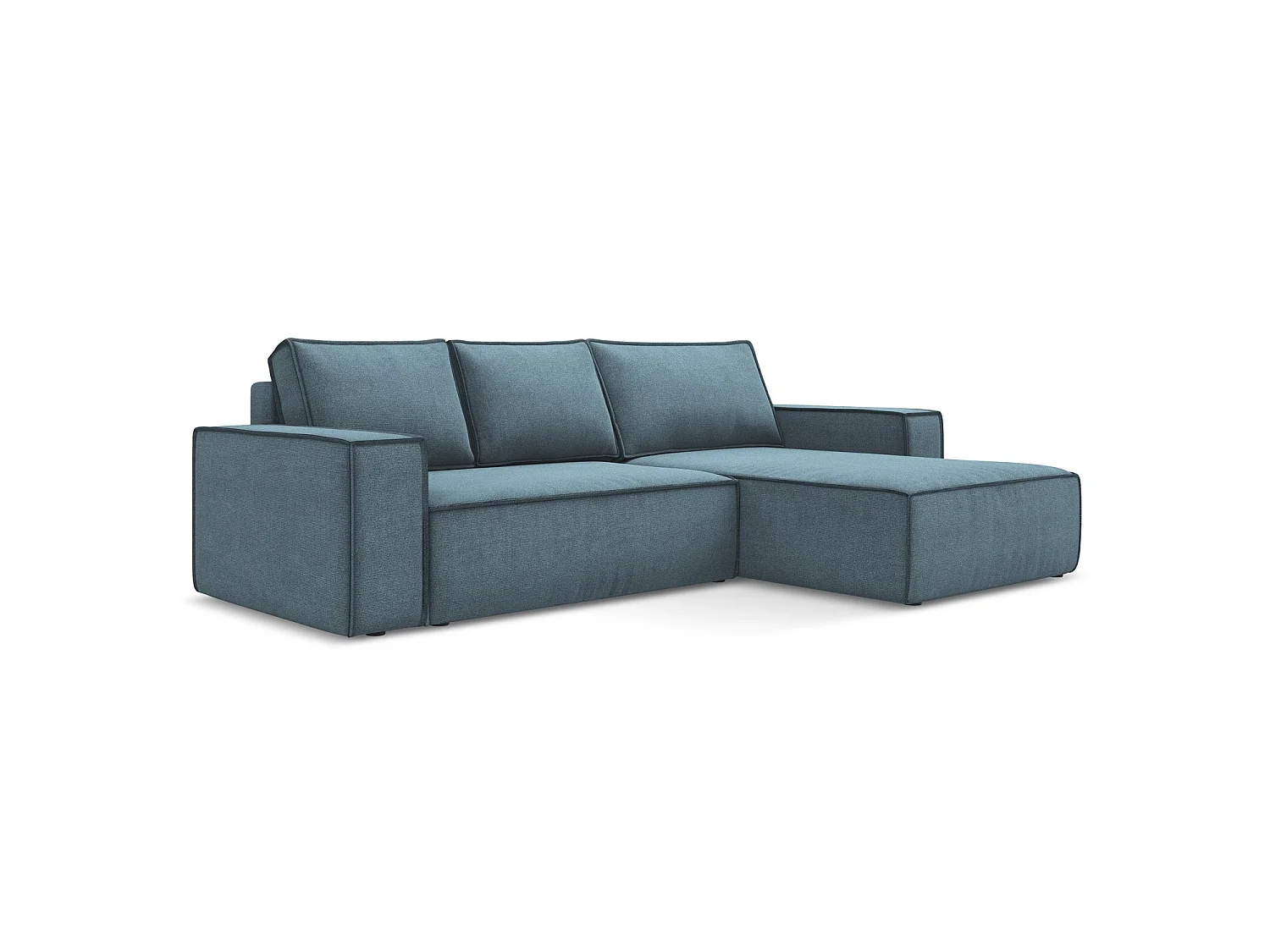 Ecksofa mit Schlaffunktion - Ecke Rechts - Strukturstoff - Hellblau - LIVORNO