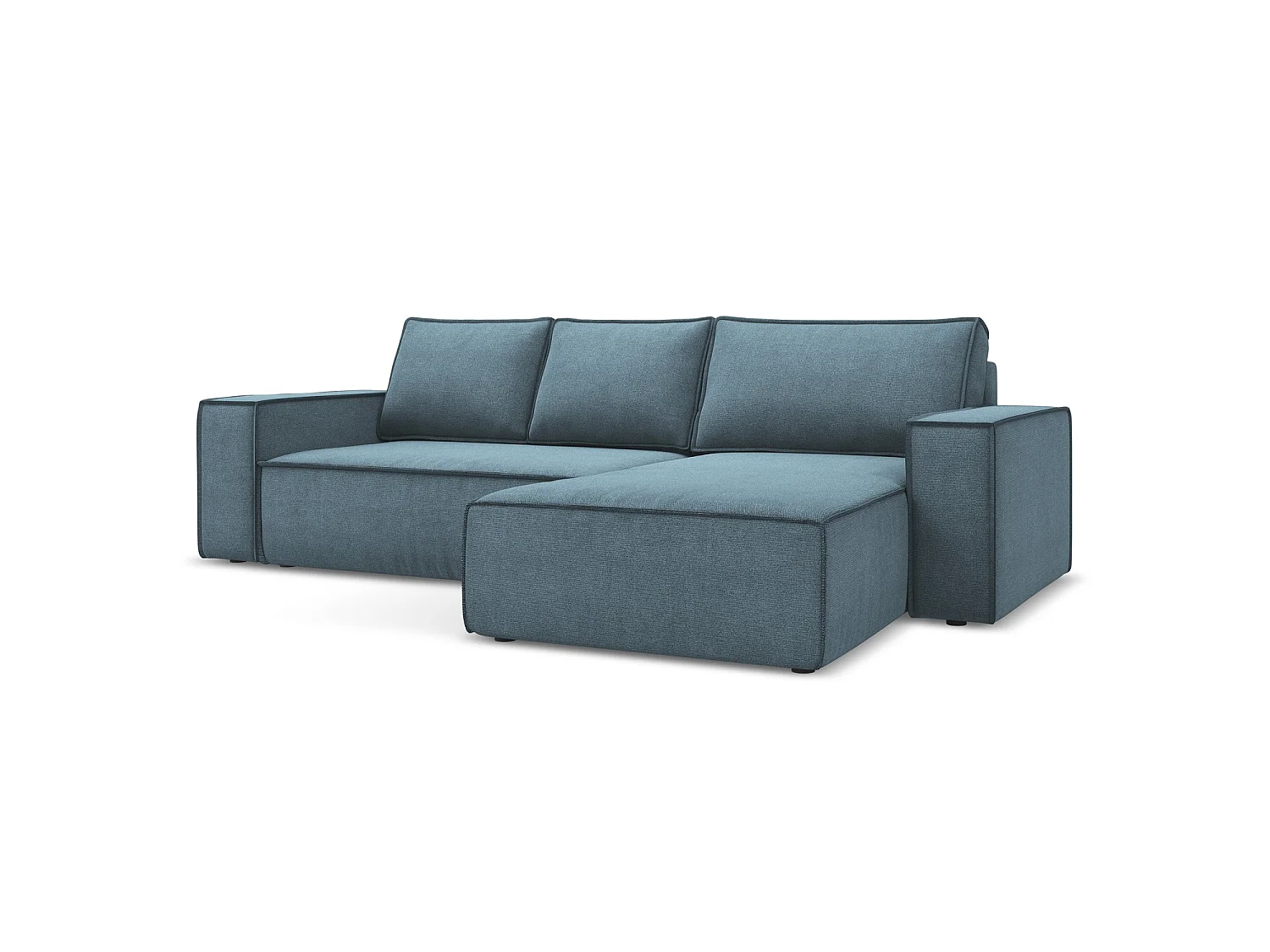 Ecksofa mit Schlaffunktion - Ecke Rechts - Strukturstoff - Hellblau - LIVORNO