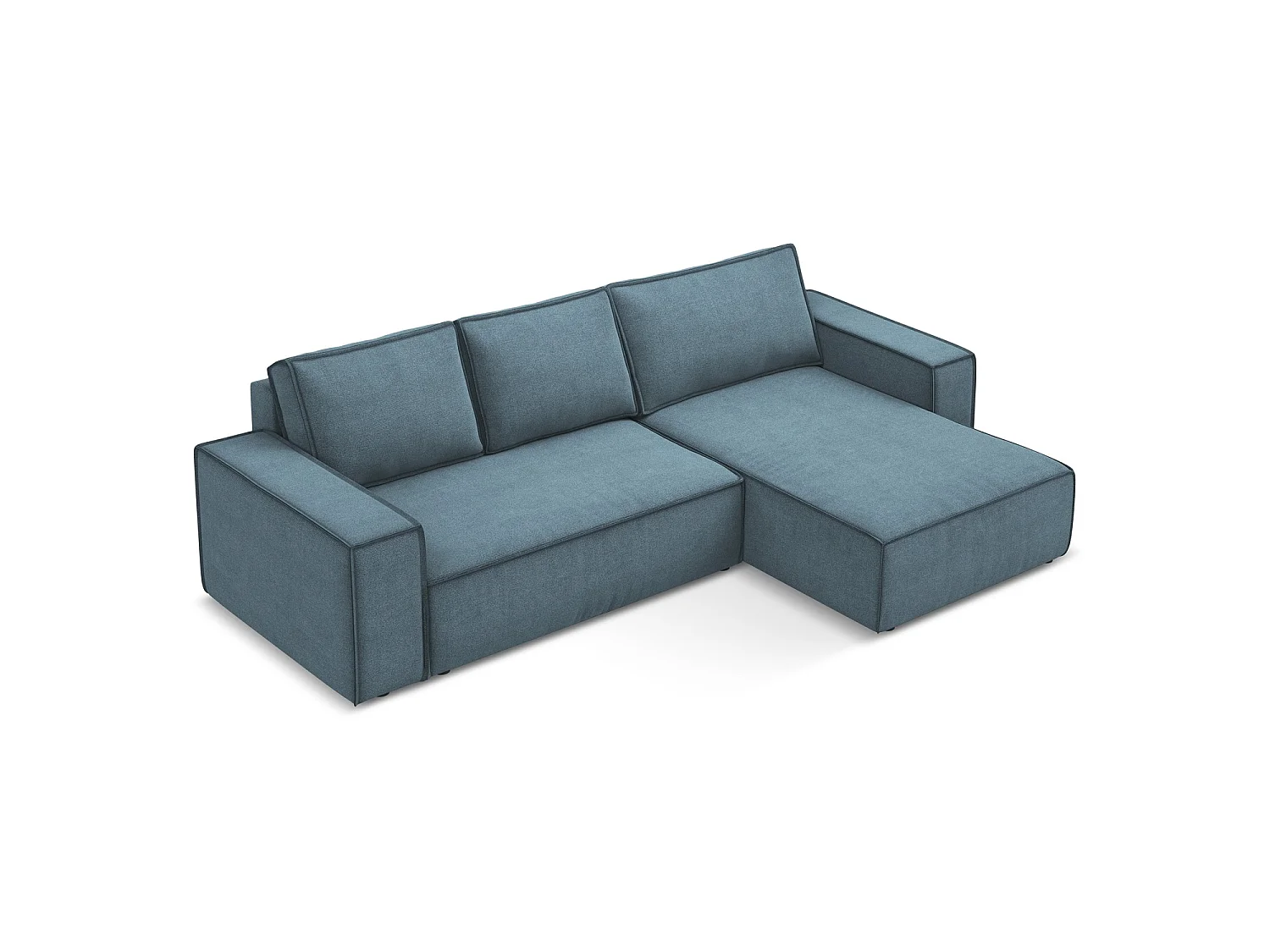 Ecksofa mit Schlaffunktion - Ecke Rechts - Strukturstoff - Hellblau - LIVORNO