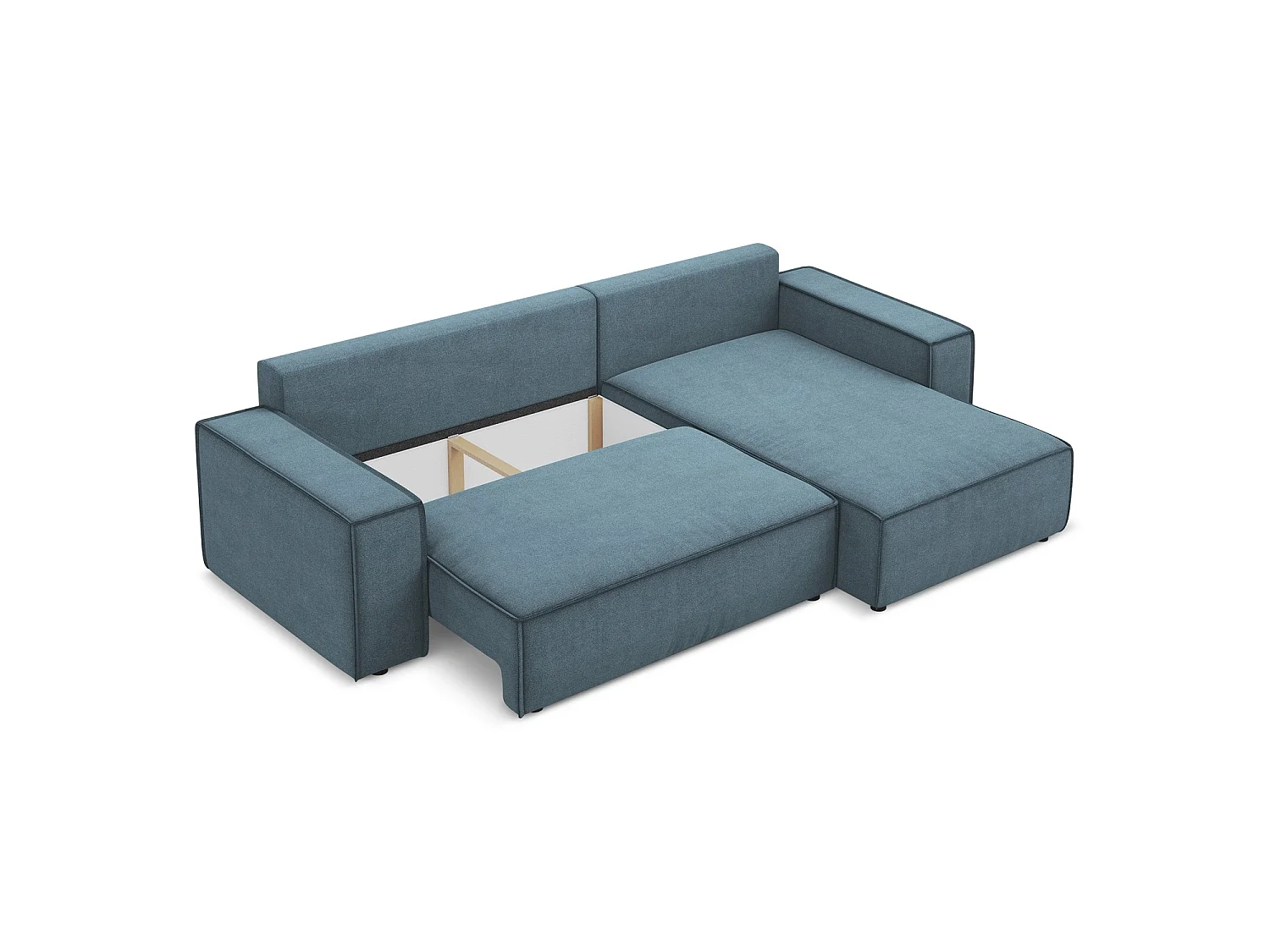 Ecksofa mit Schlaffunktion - Ecke Rechts - Strukturstoff - Hellblau - LIVORNO