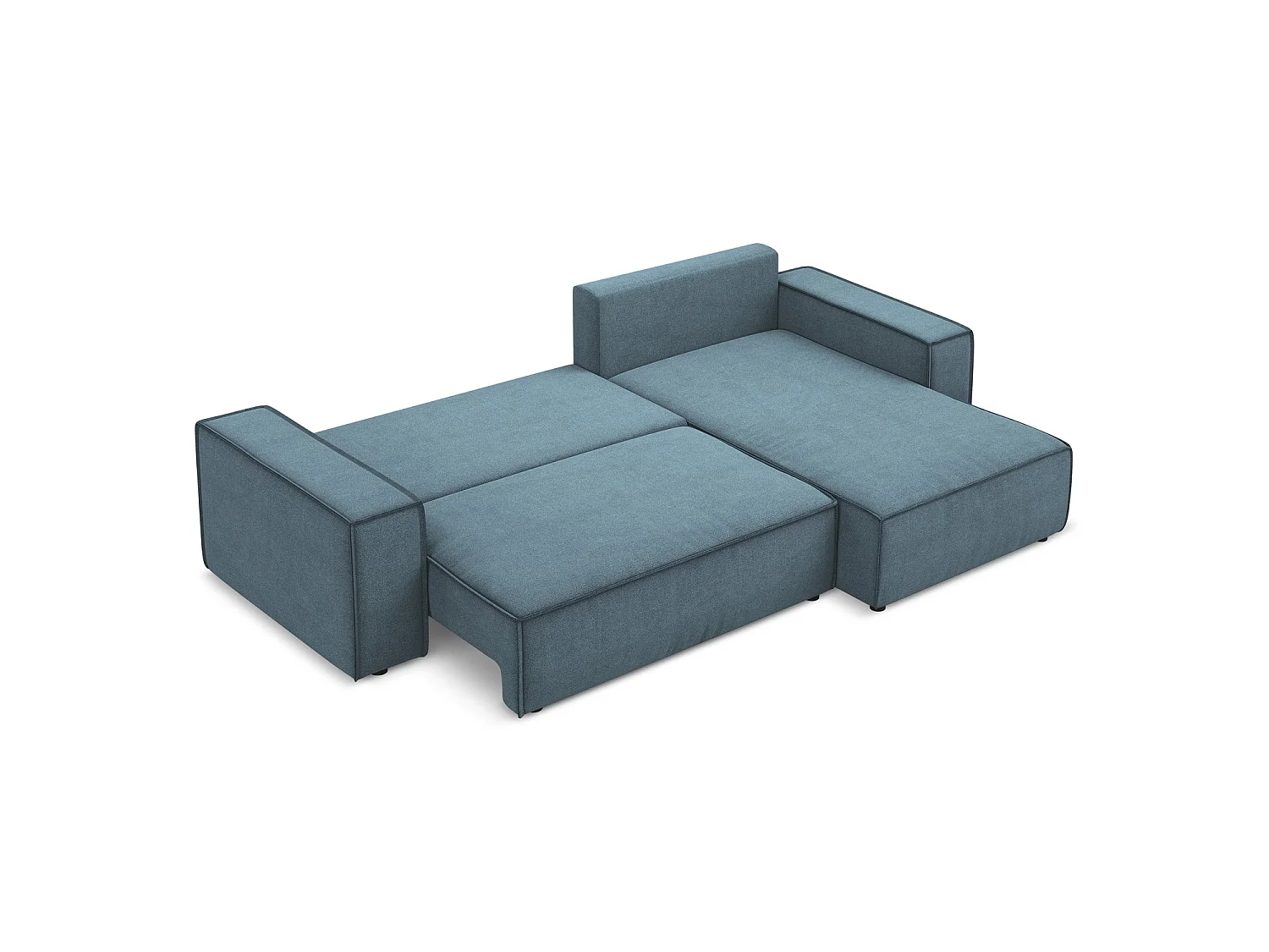 Ecksofa mit Schlaffunktion - Ecke Rechts - Strukturstoff - Hellblau - LIVORNO