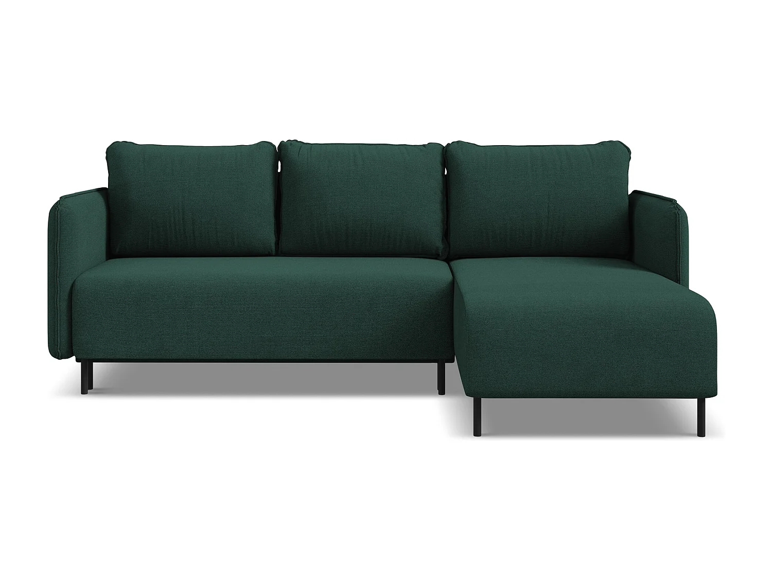 Ecksofa mit Schlaffunktion - Ecke Rechts - Strukturstoff - Flaschengrün - LUANA