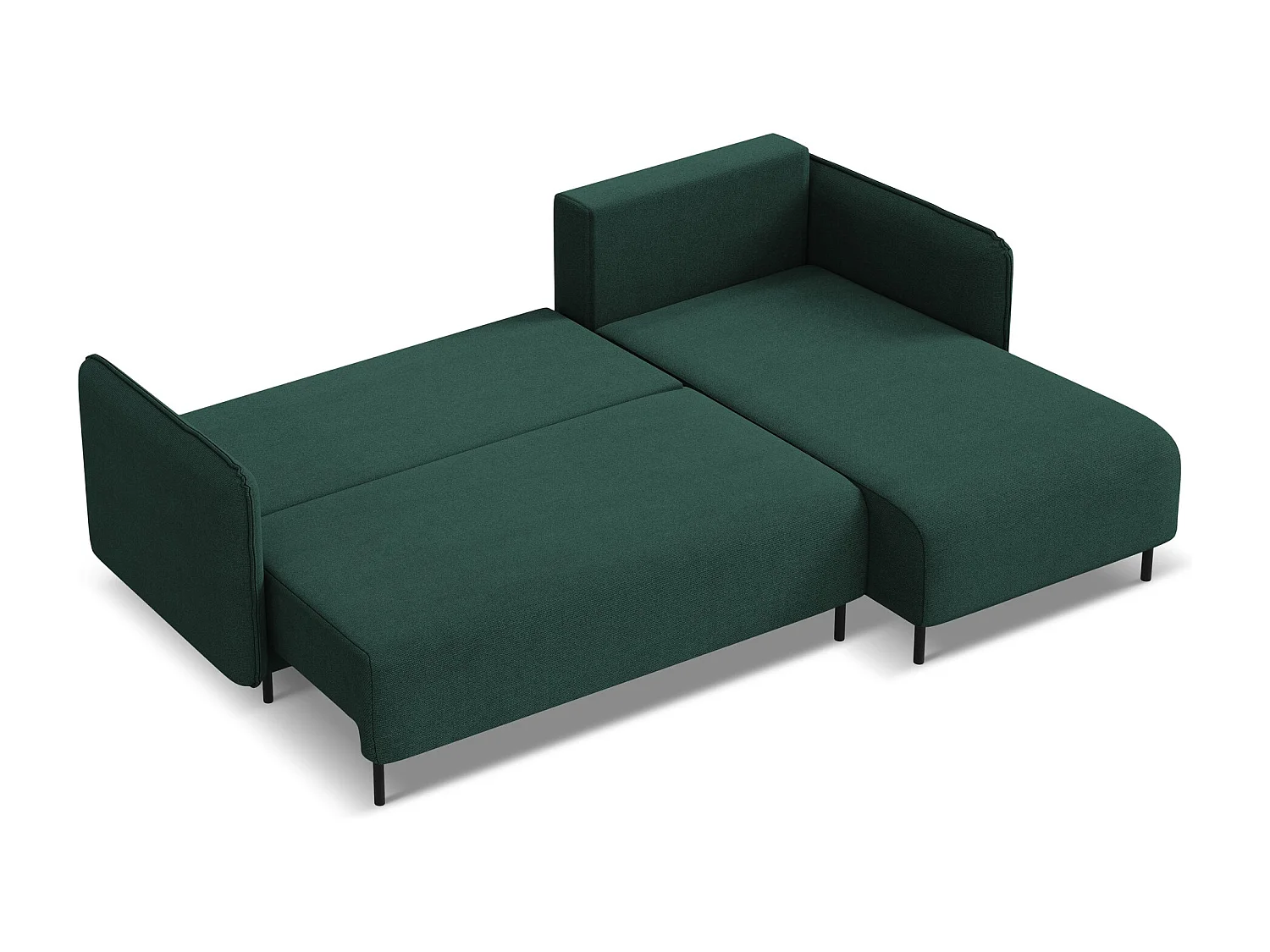 Ecksofa mit Schlaffunktion - Ecke Rechts - Strukturstoff - Flaschengrün - LUANA