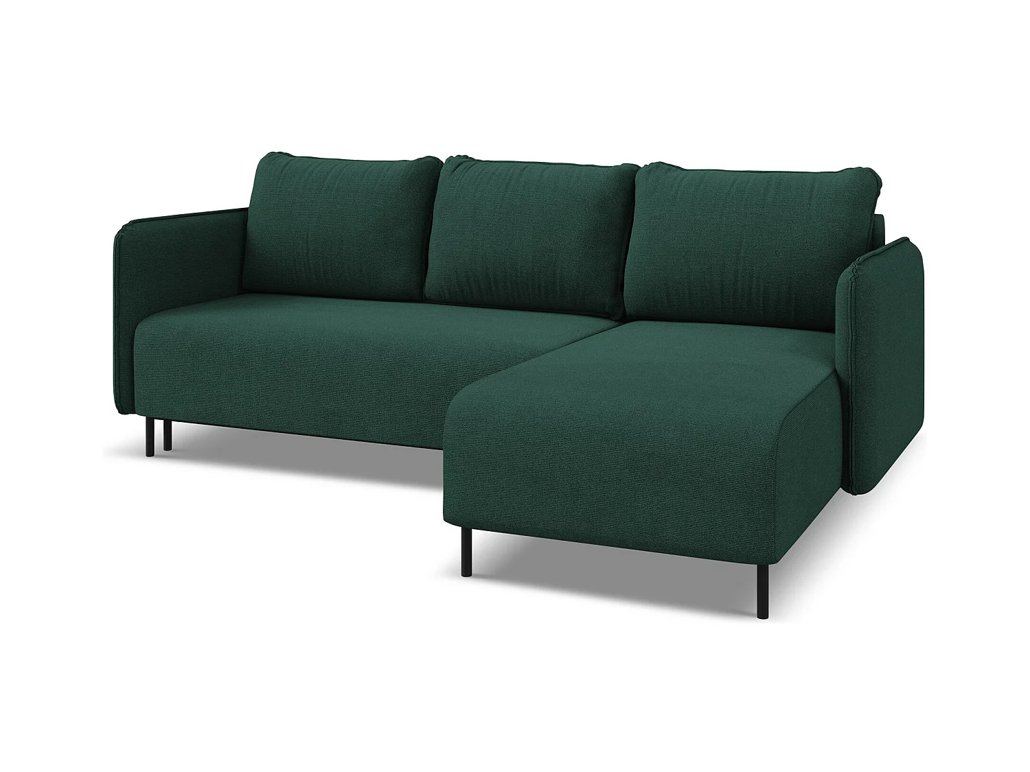 Ecksofa mit Schlaffunktion - Ecke Rechts - Strukturstoff - Flaschengrün - LUANA