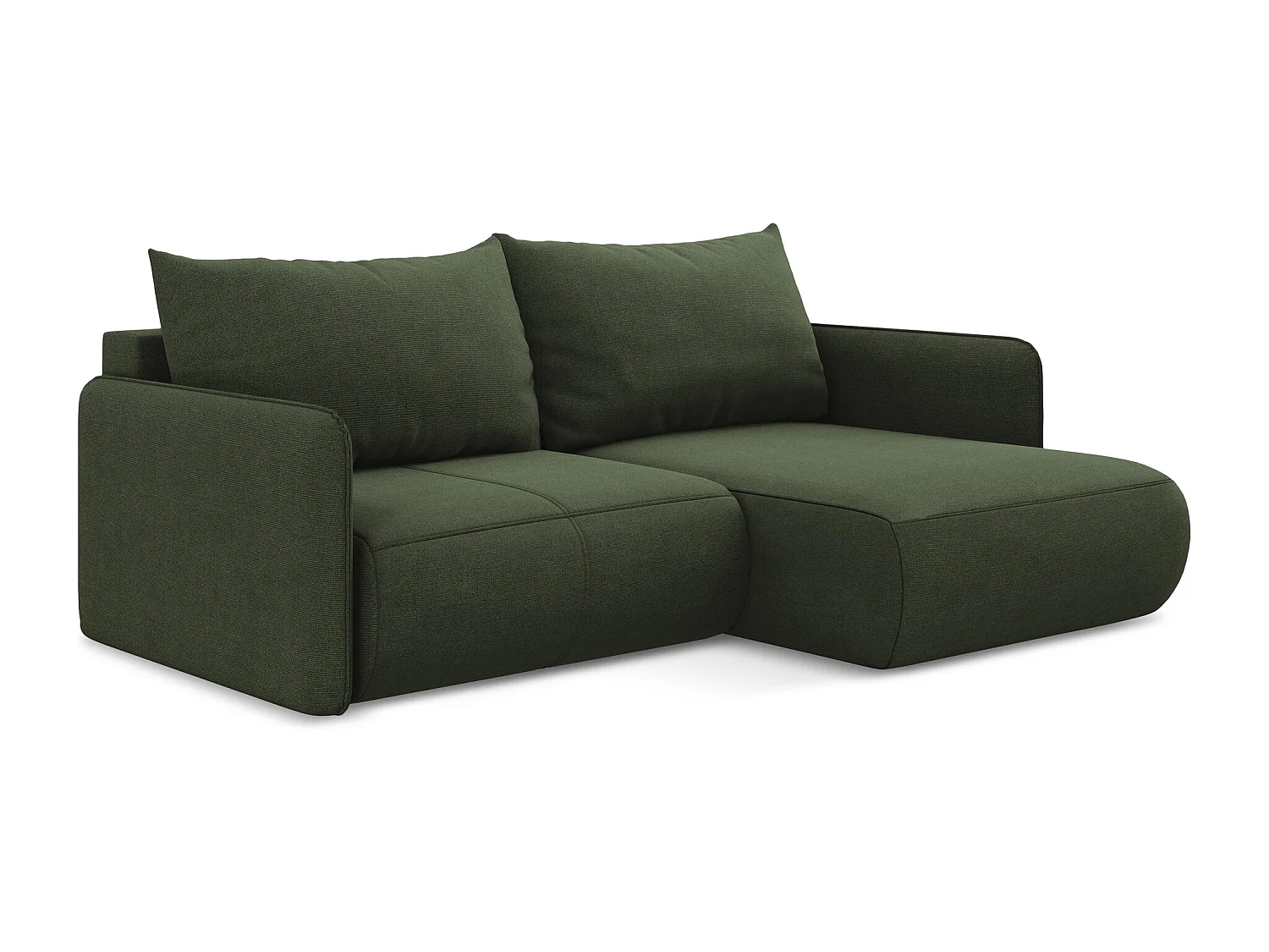 2,5-Sitzer Ecksofa mit Schlaffunktion - Ecke Rechts - Strukturstoff - Olive - NANEA