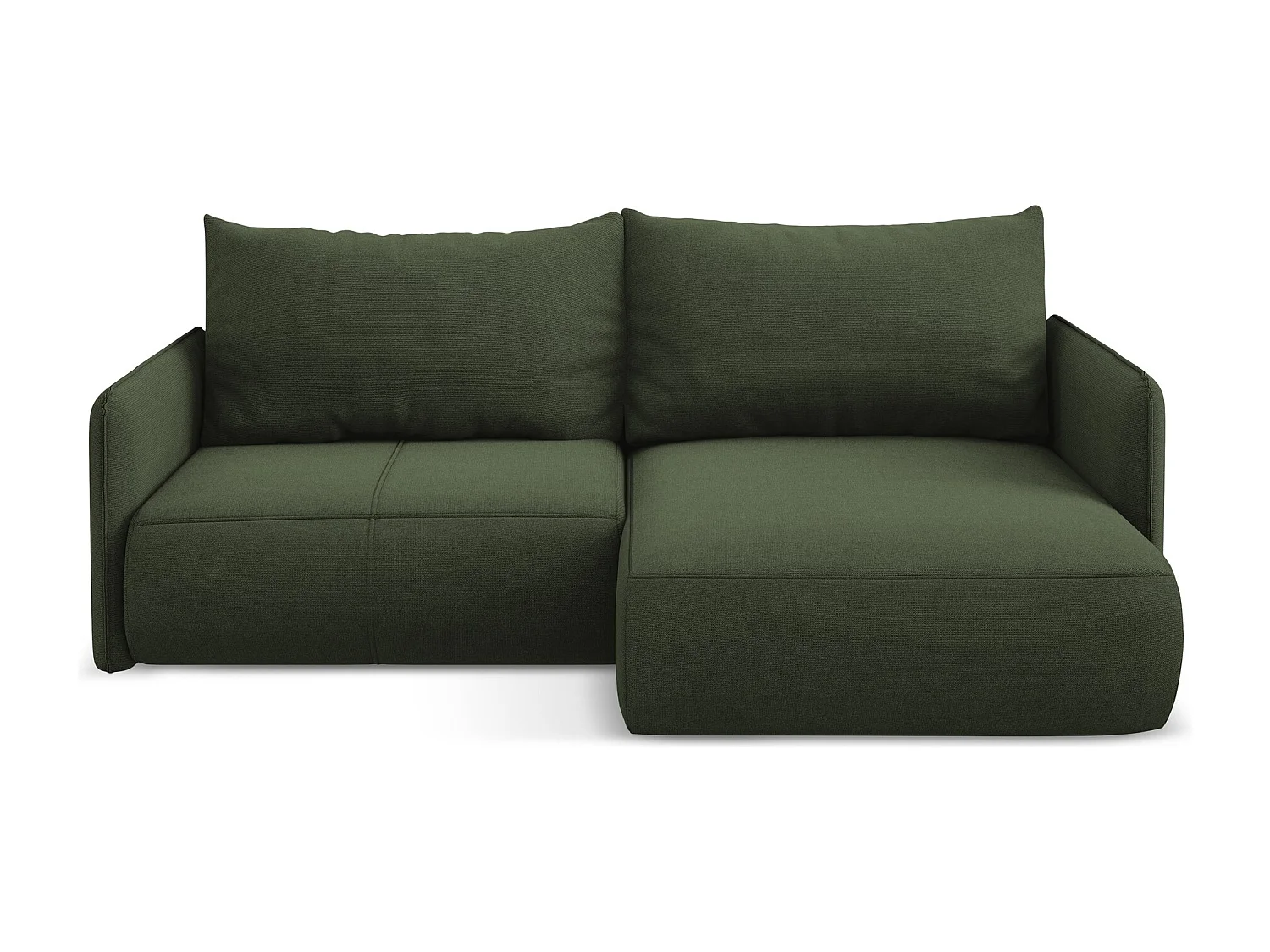 2,5-Sitzer Ecksofa mit Schlaffunktion - Ecke Rechts - Strukturstoff - Olive - NANEA